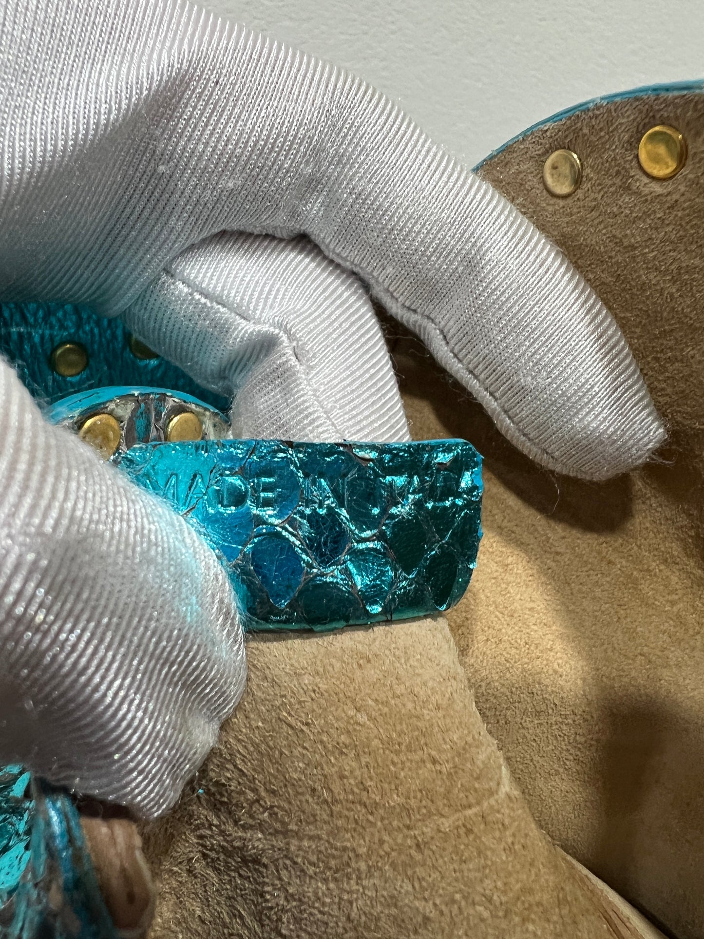 CELINE Blue Phyton Shoulder Bag