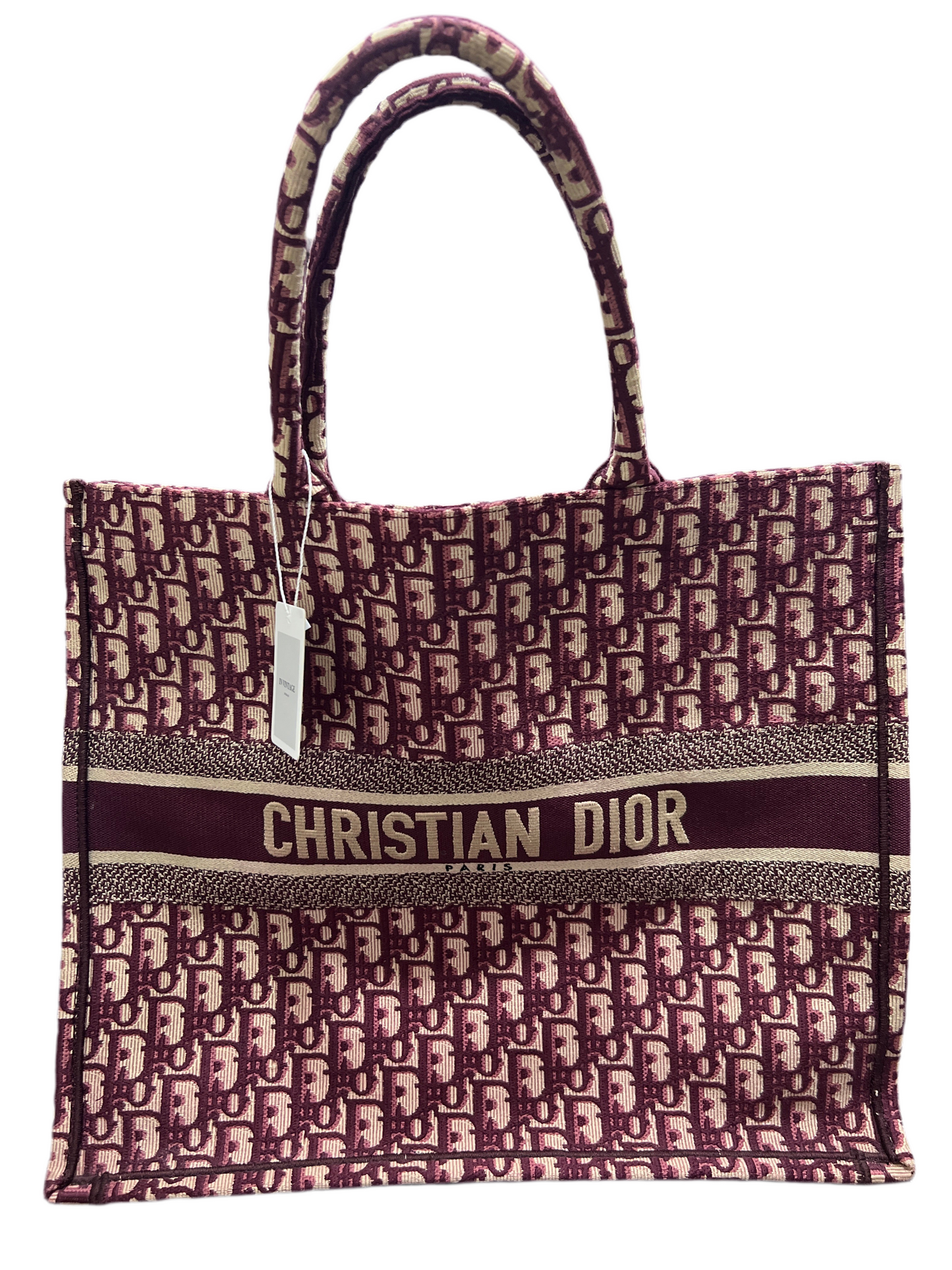 DIOR Book Tote Burgundy Oblique Embroidery