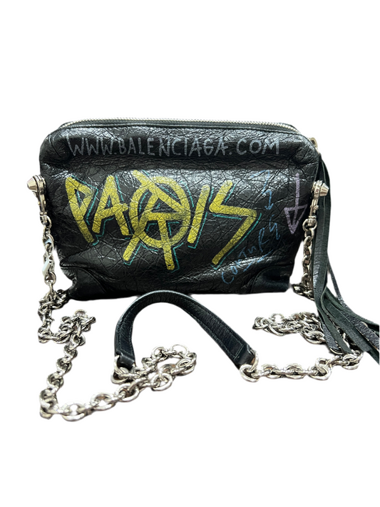 BALENCIAGA Classic Reporter XS Chain Graffiti Crossbag