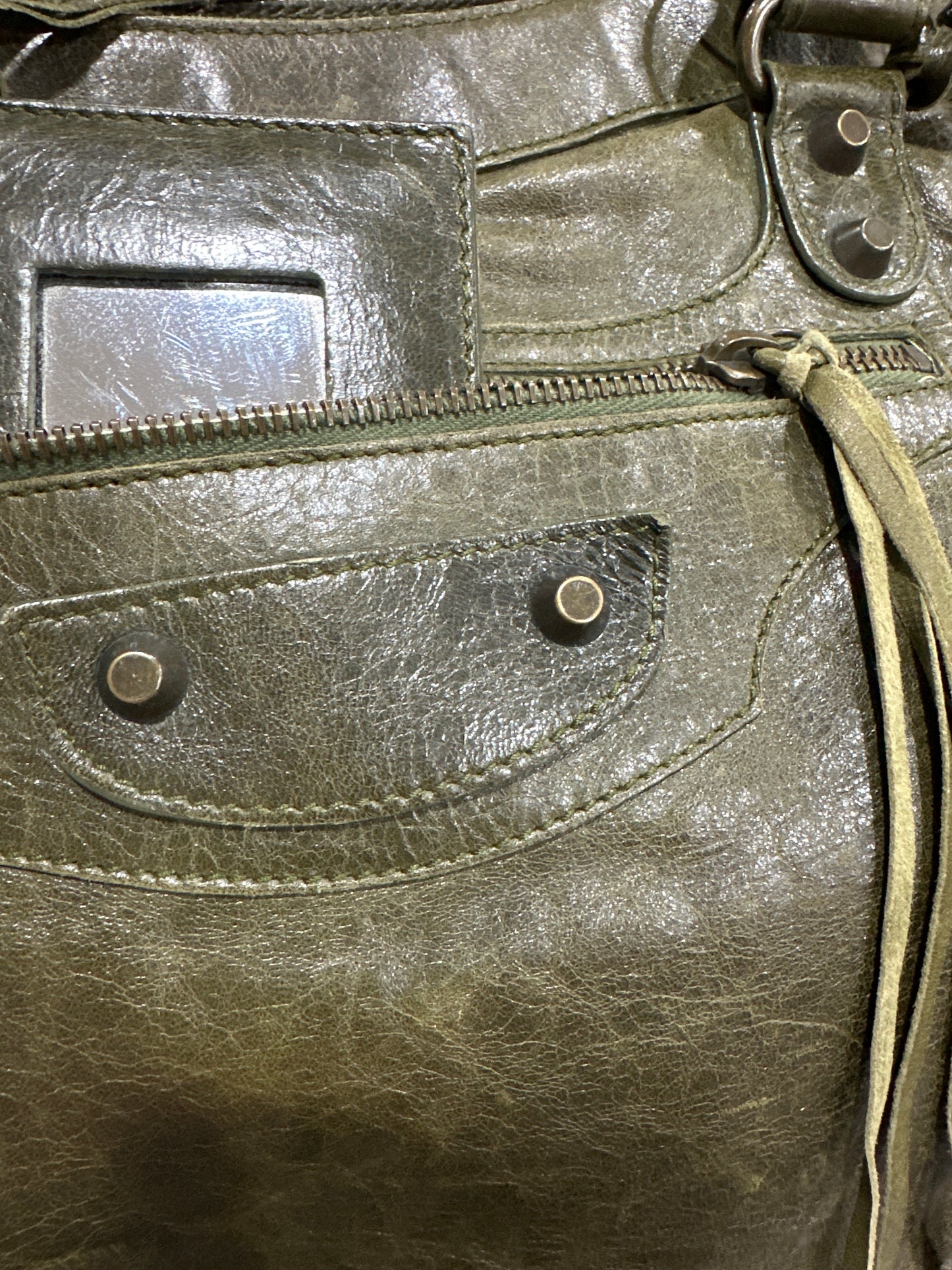 Balenciaga city bag moss green