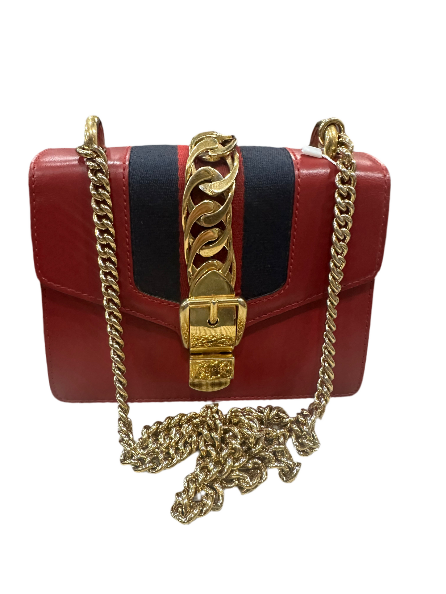 Gucci Red Calfskin Leather Small Sylvie Shoulder Bag