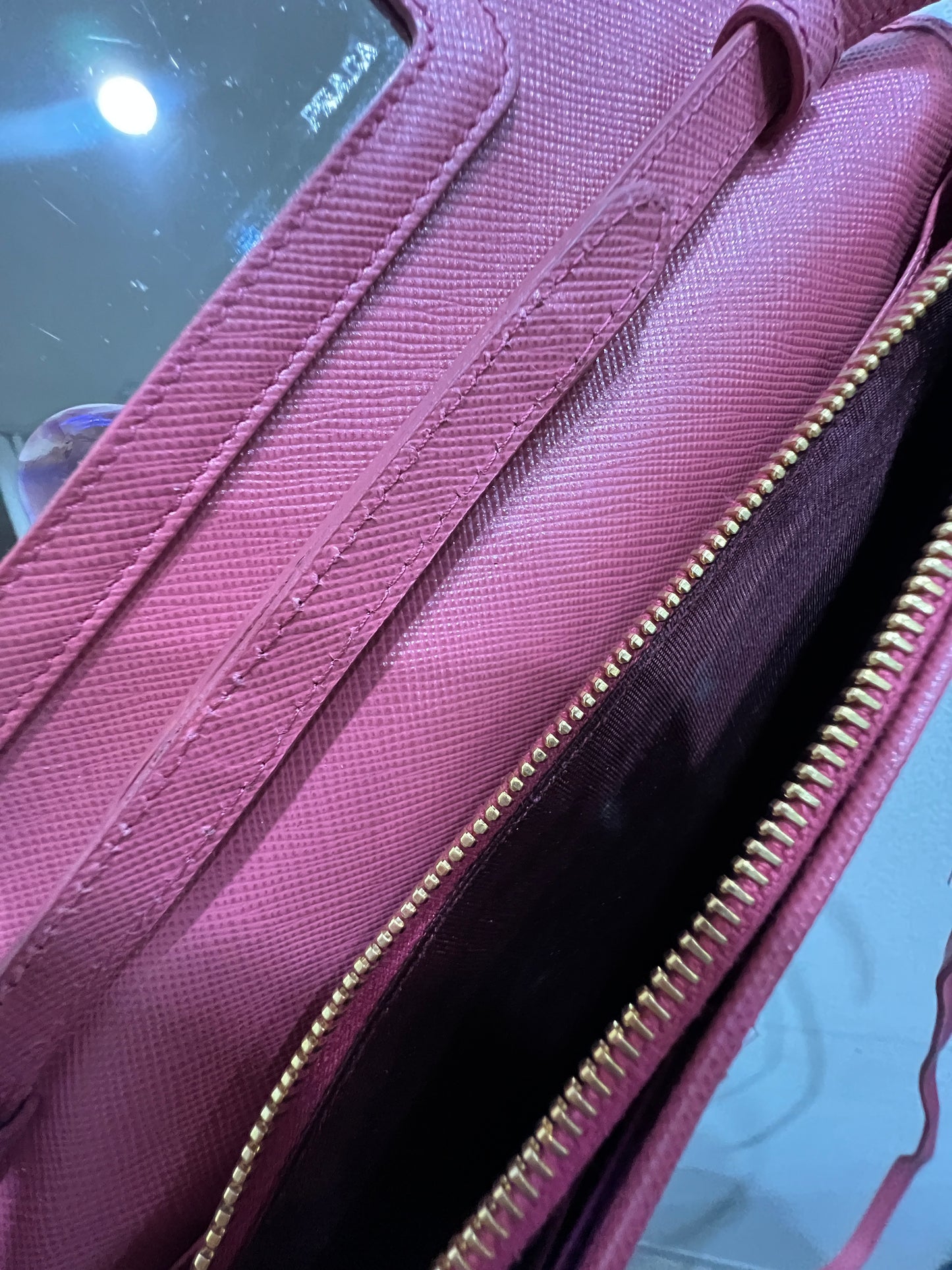 PRADA Saffiano Wallet on Strap with Mirror