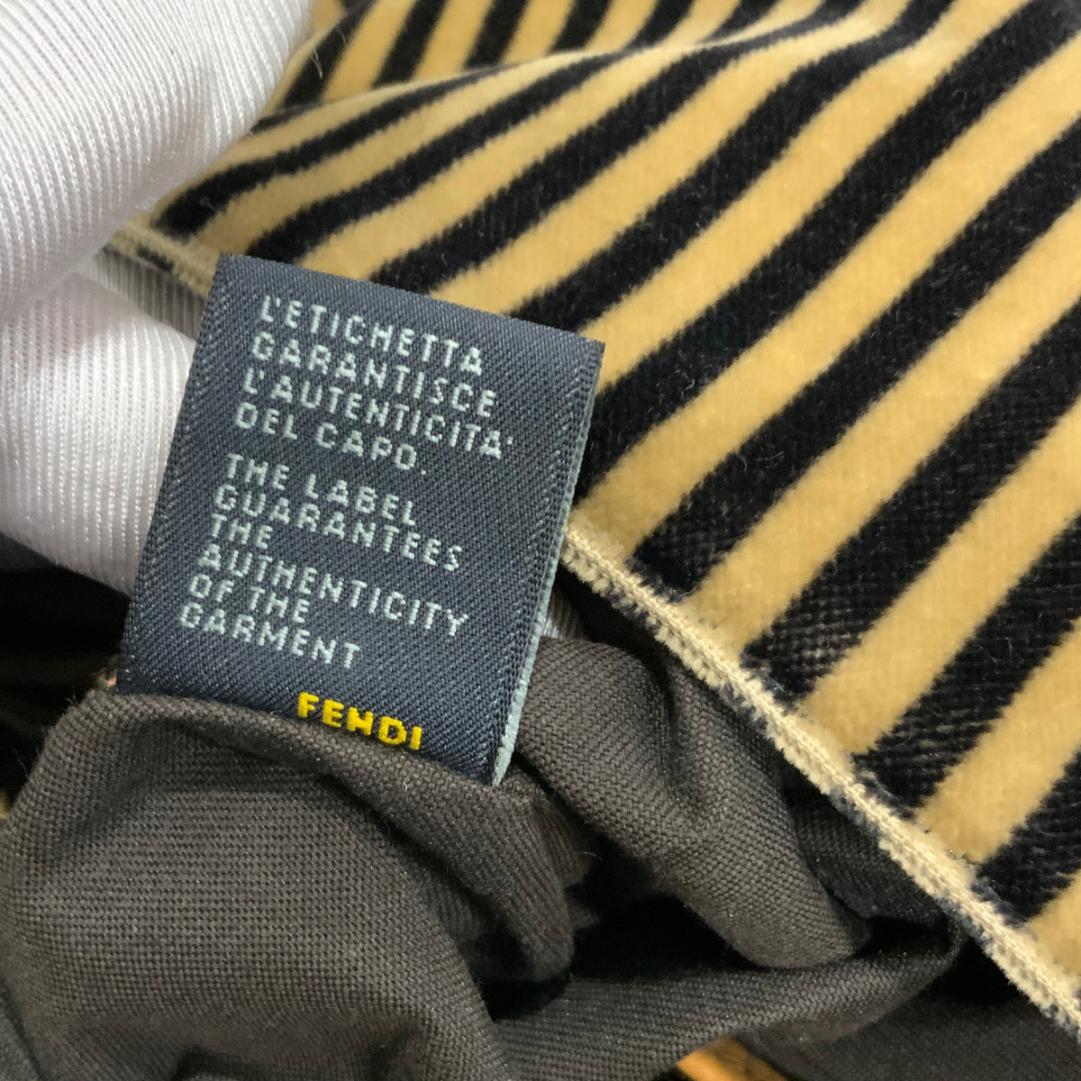 FENDI Velvet Pequin Striped Mamma Baguette Flap