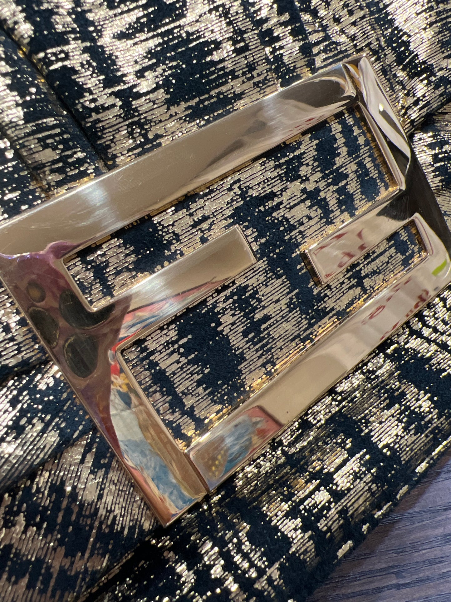 Fendi Karl Lagerfield Gold Mettalic Crossbody