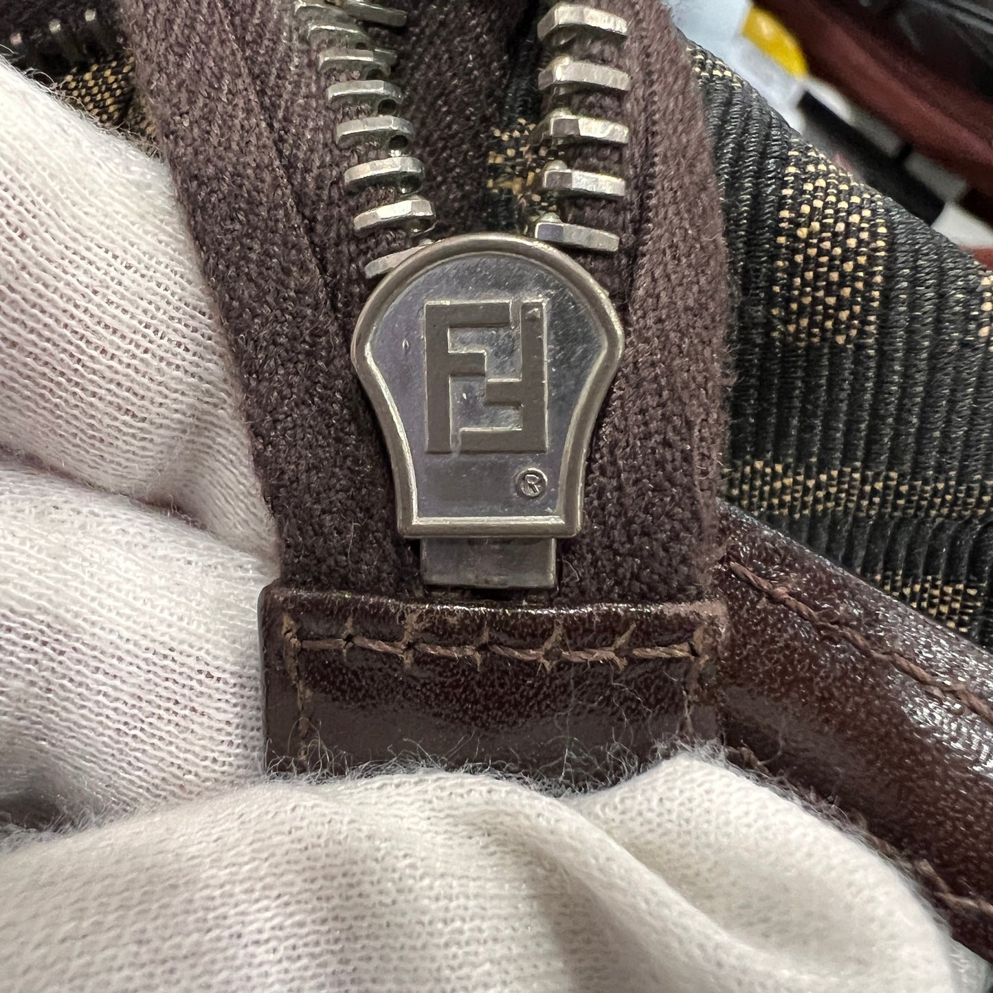 Fendi Zucca Canvas Shoulder Bag