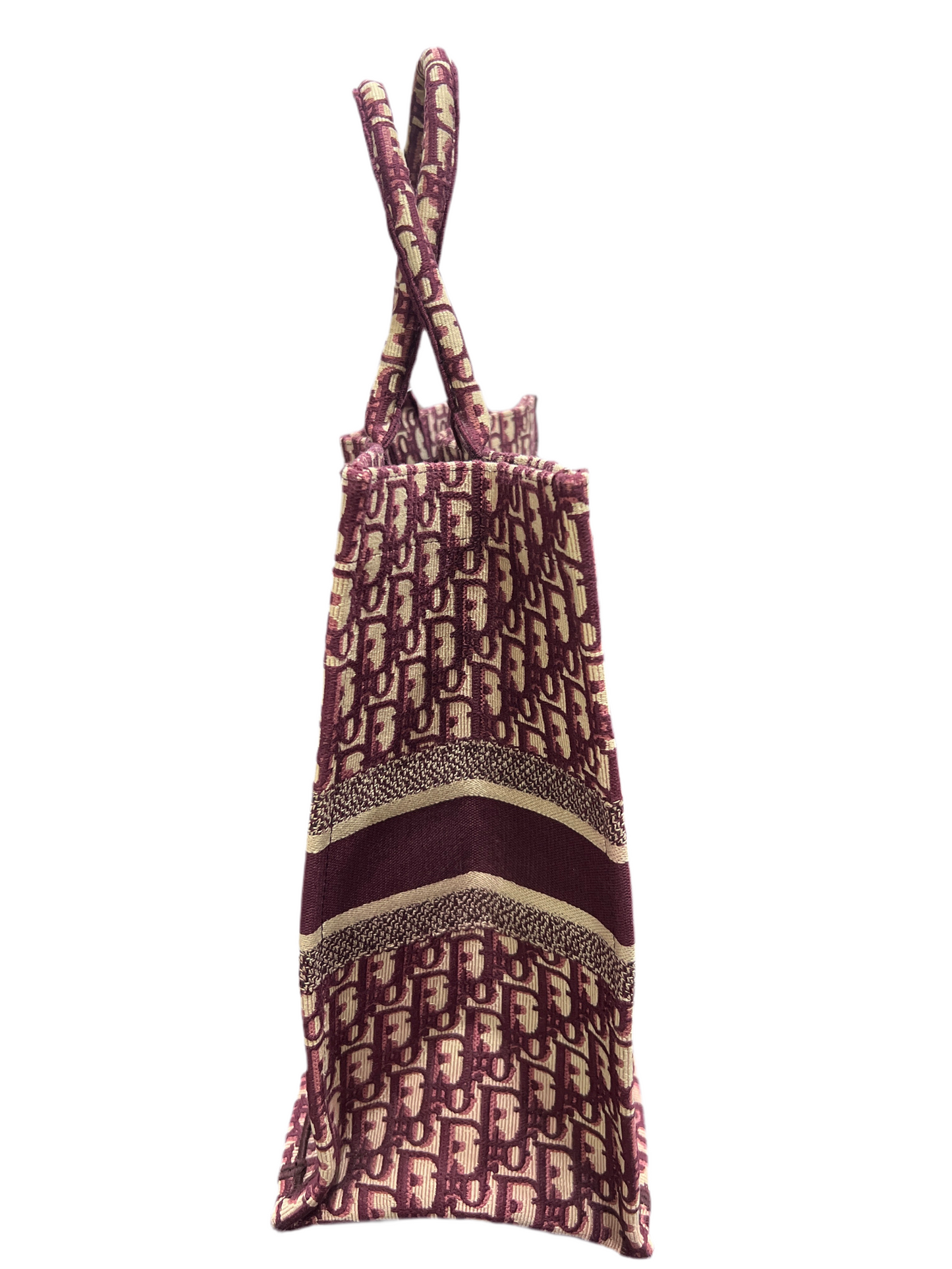 DIOR Book Tote Burgundy Oblique Embroidery