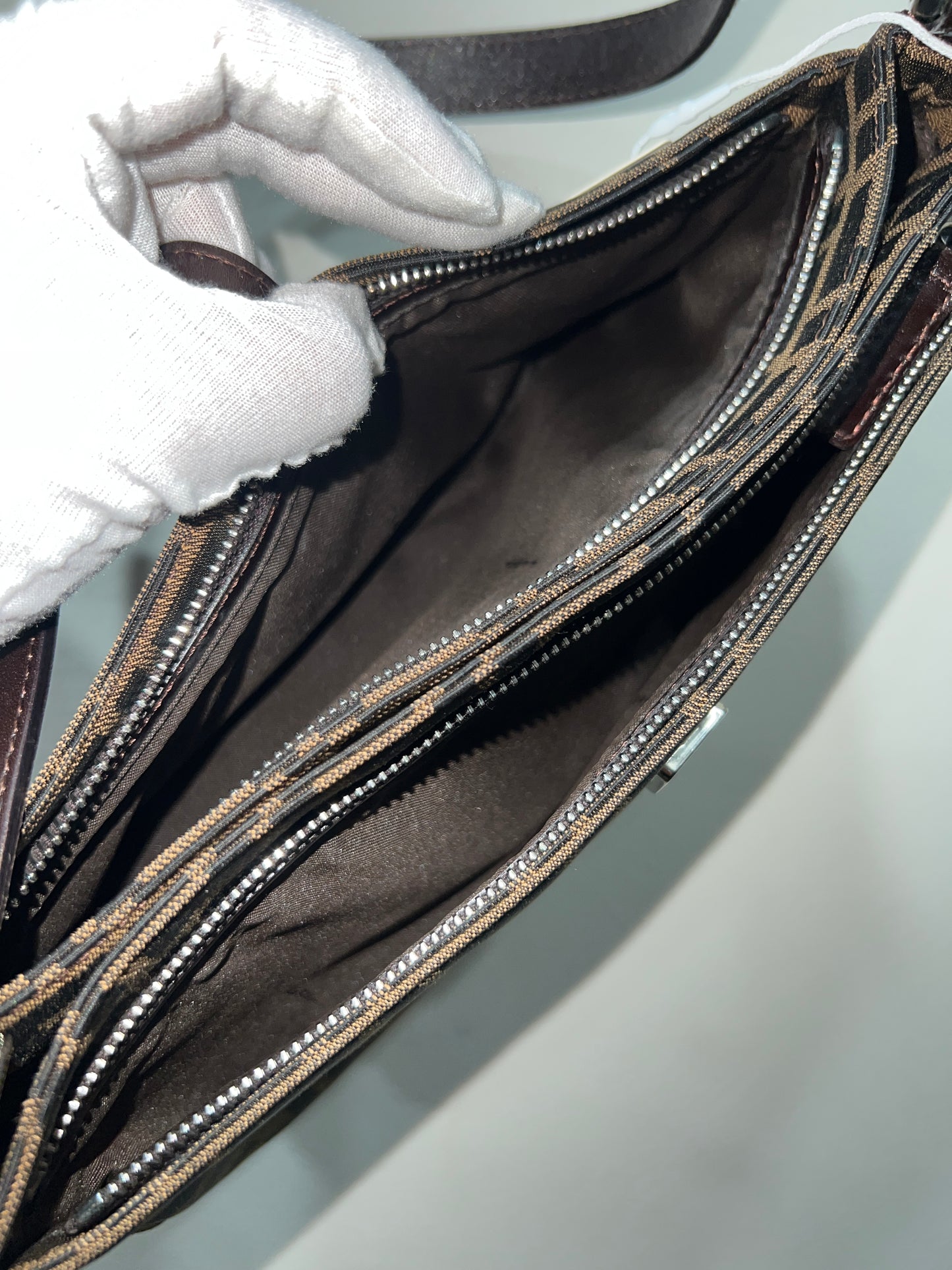 FENDI Double Zip Shoulder Bag