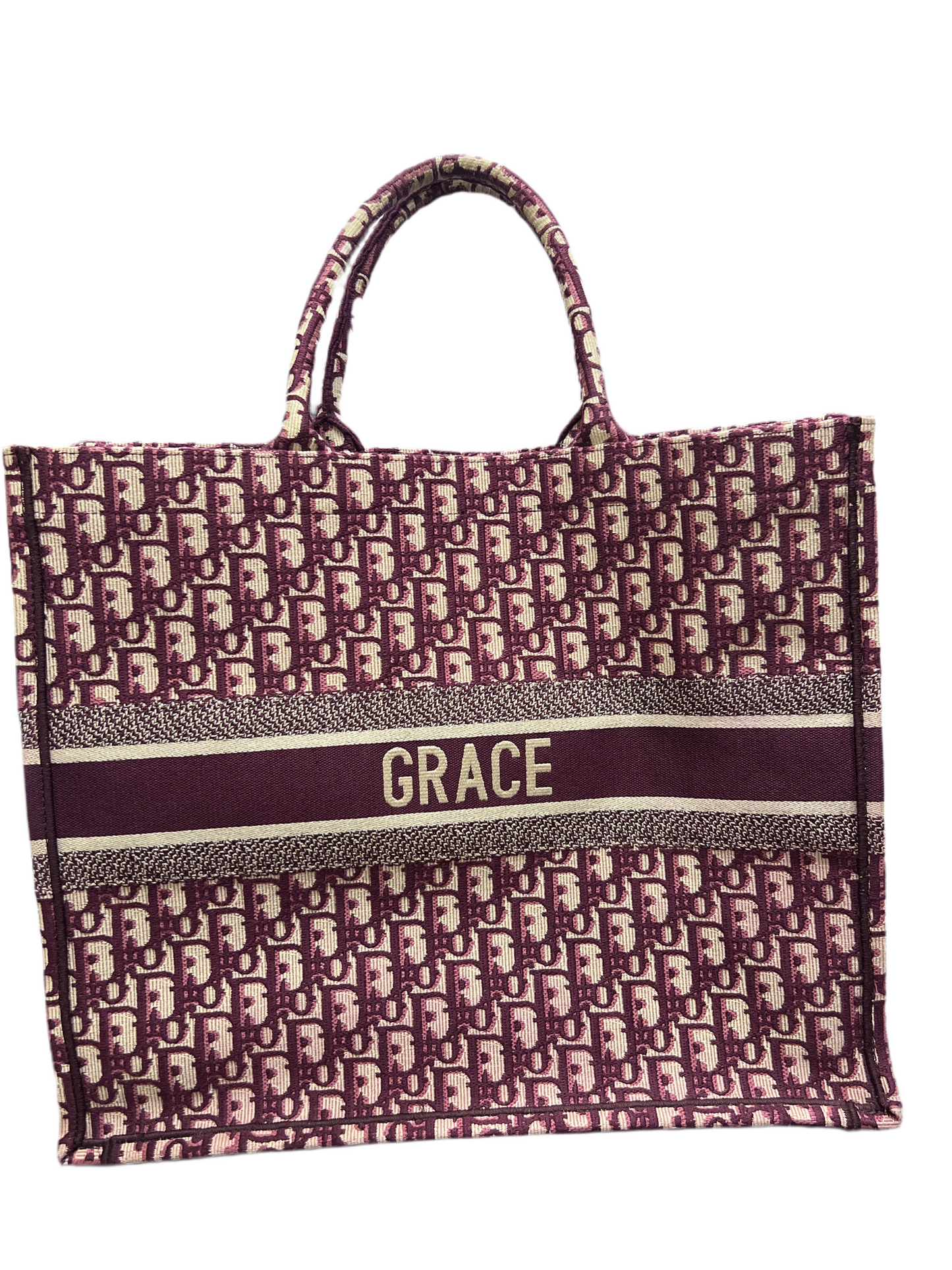 DIOR Book Tote Burgundy Oblique Embroidery
