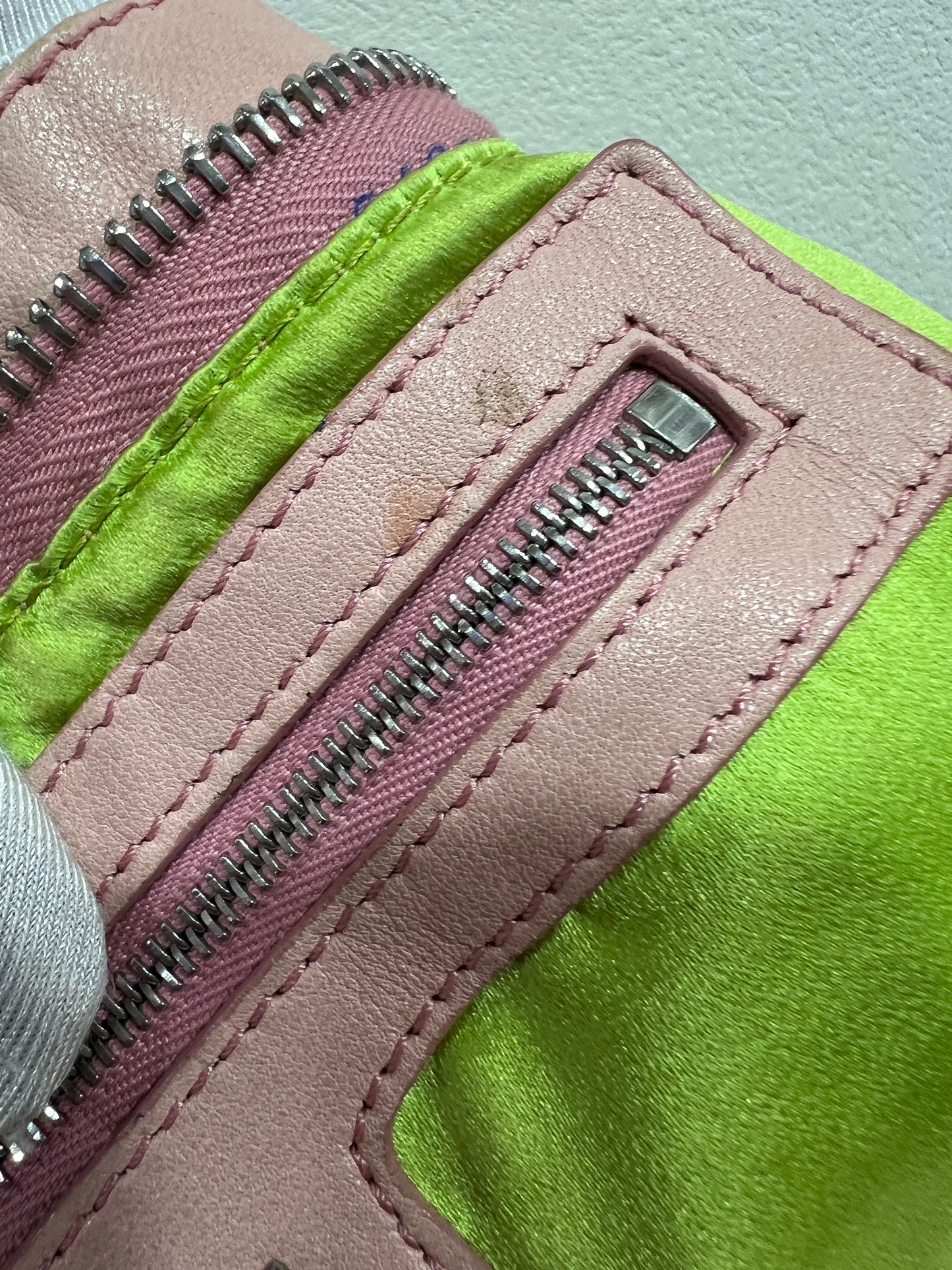 FENDI Pink Beaded Baguette Shoulder Bag