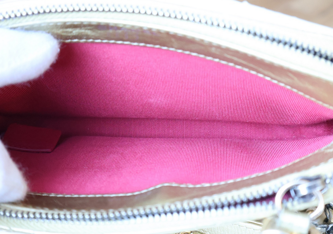 CHANEL Mini Gabrielle Clutch Gold Calfskin