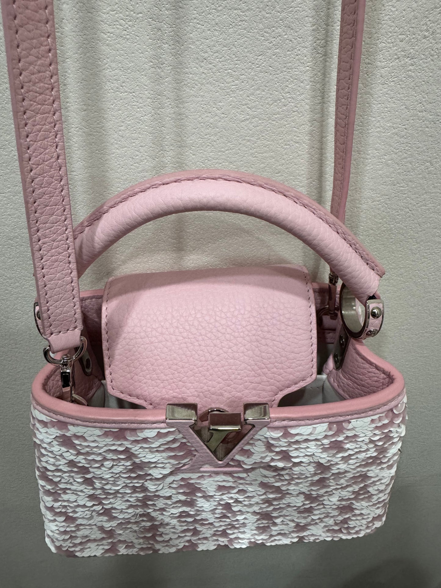 Louis Vuitton Capucines Handbag Sequins Mini Pink