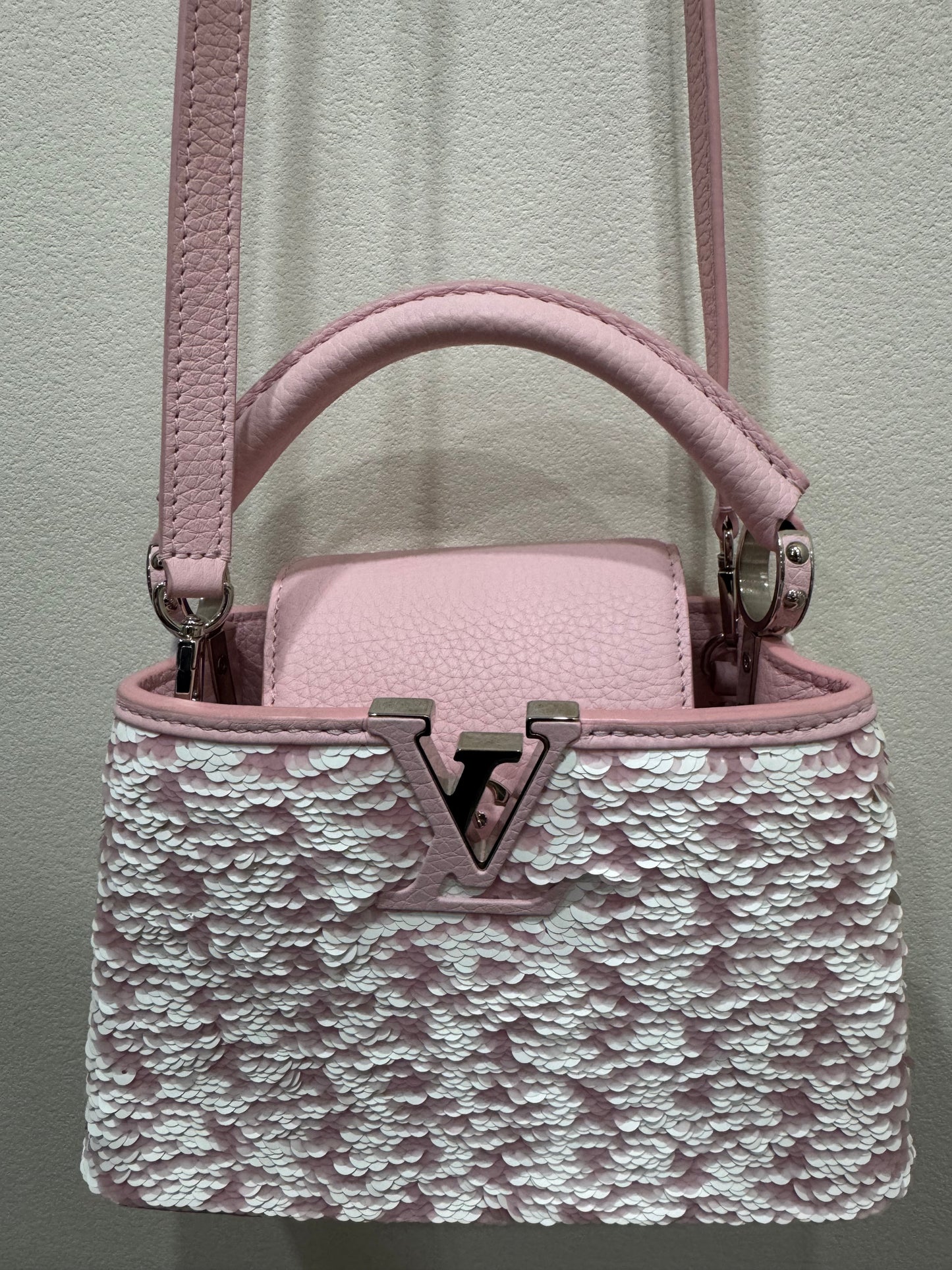 Louis Vuitton Capucines Handbag Sequins Mini Pink