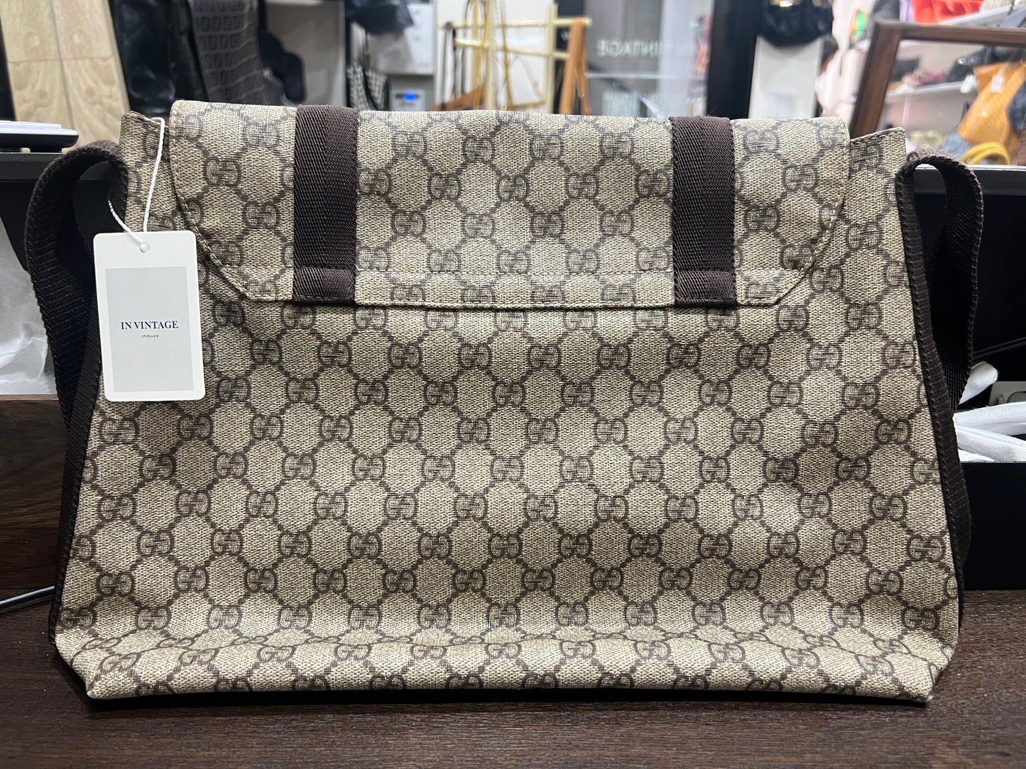 GUCCI GG Supreme Canvas Double Buckle Flap