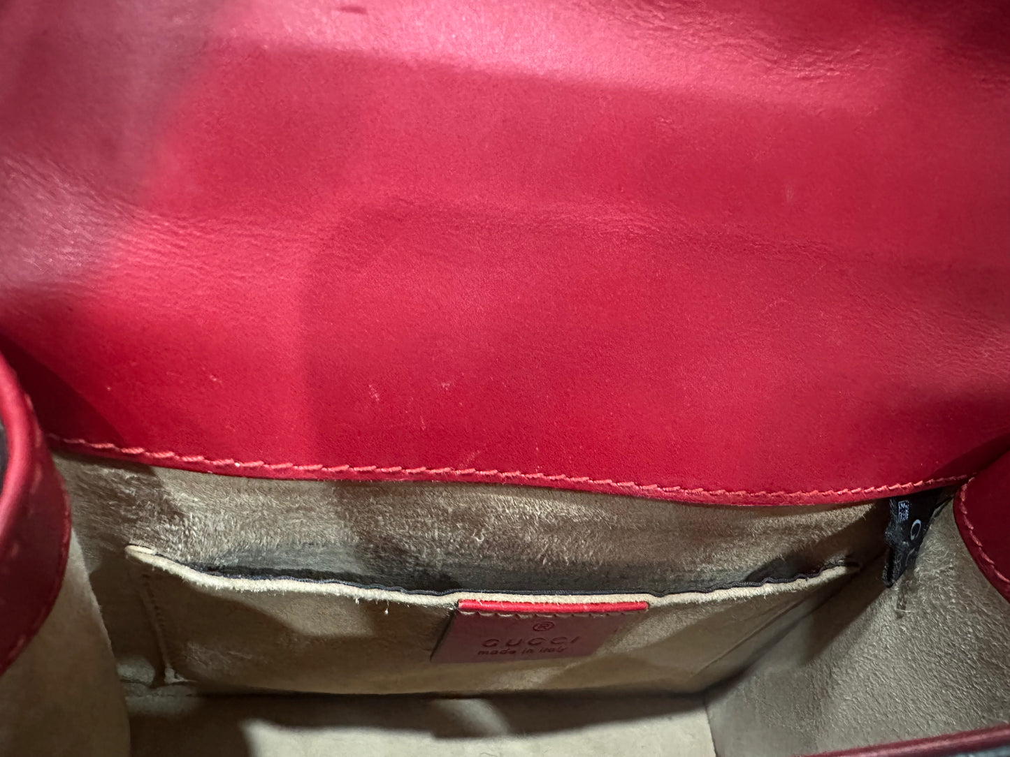 Gucci Red Calfskin Leather Small Sylvie Shoulder Bag