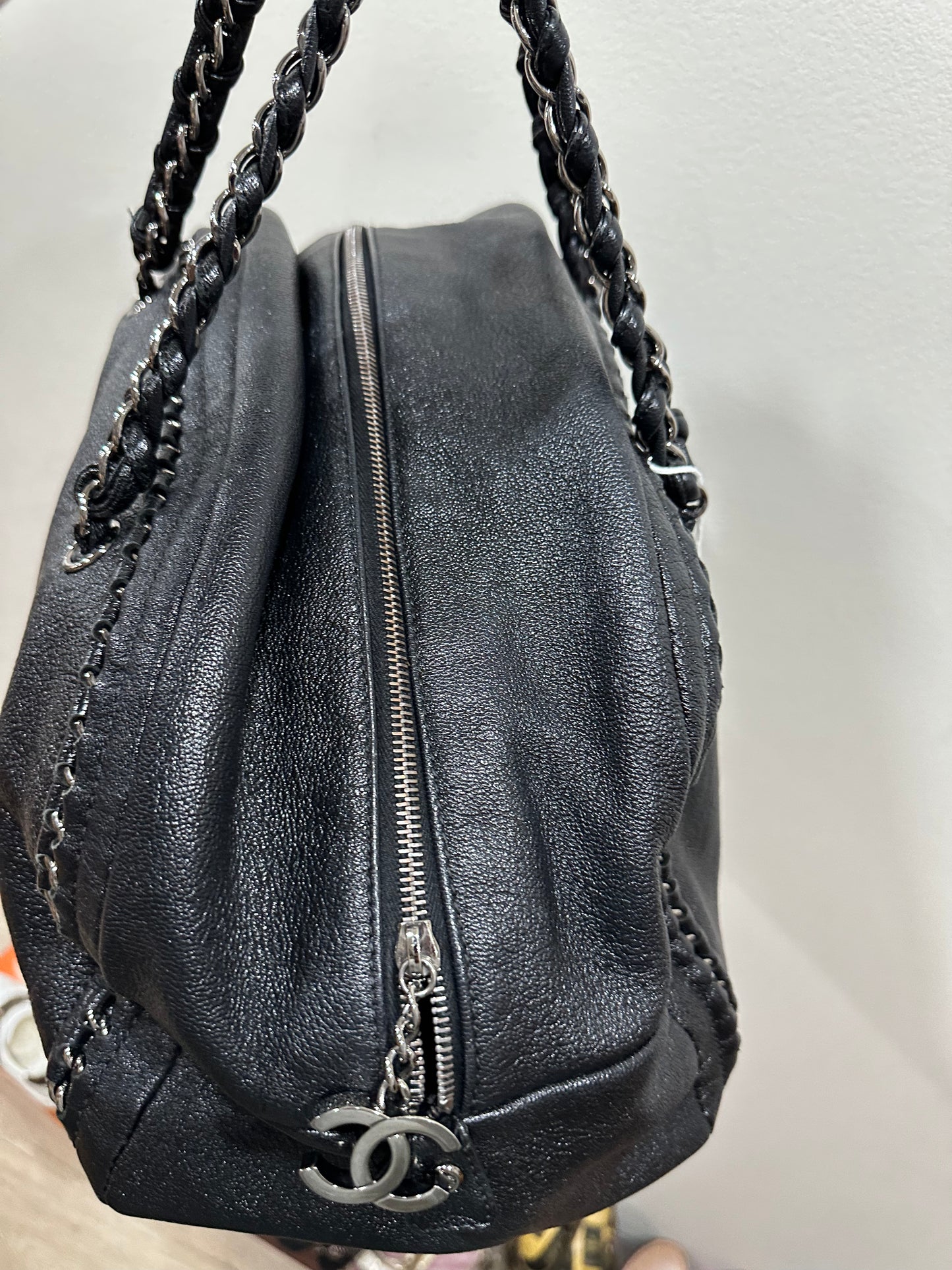 CHANEL leather Boston bag