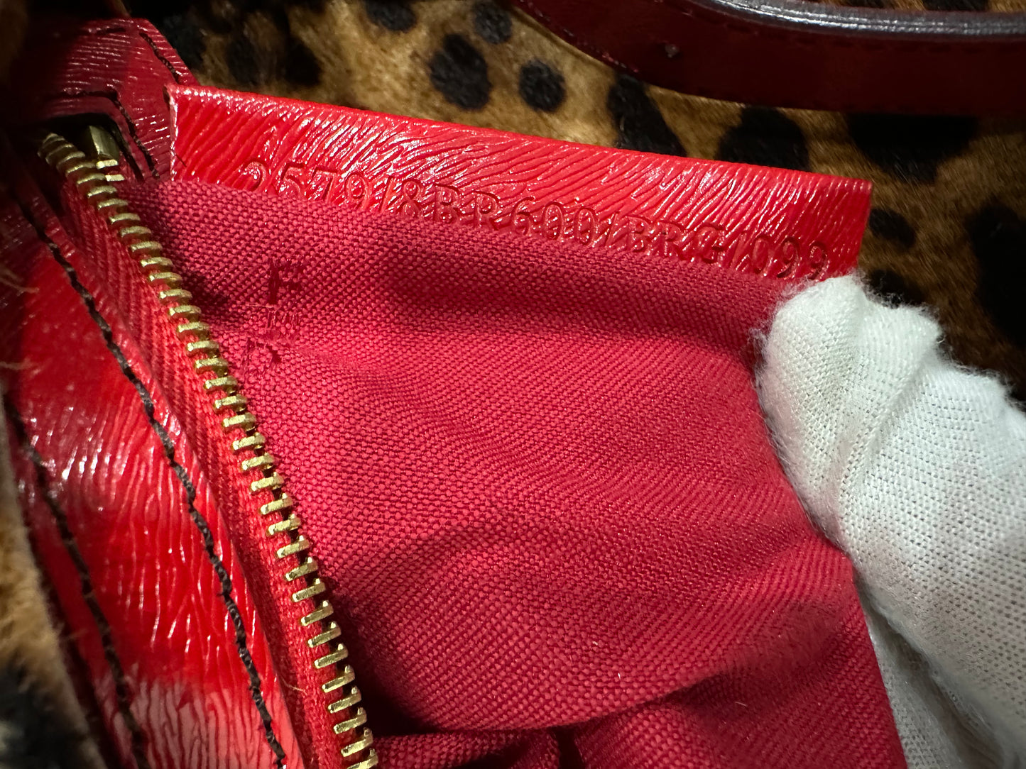FENDI BAGUETTE LEOPARD PONY HAIR SHOULDER BAG