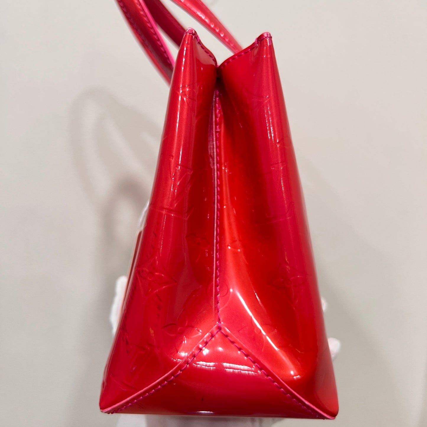 LOUIS VUITTON Patent Wilshire Monogram Vernis PM Red Leather