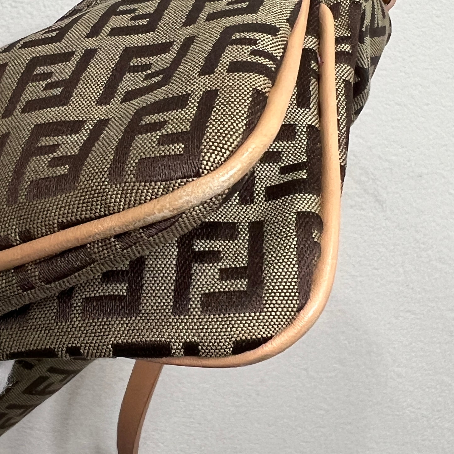 FENDI Brown Zuccino Canvas Double Flap