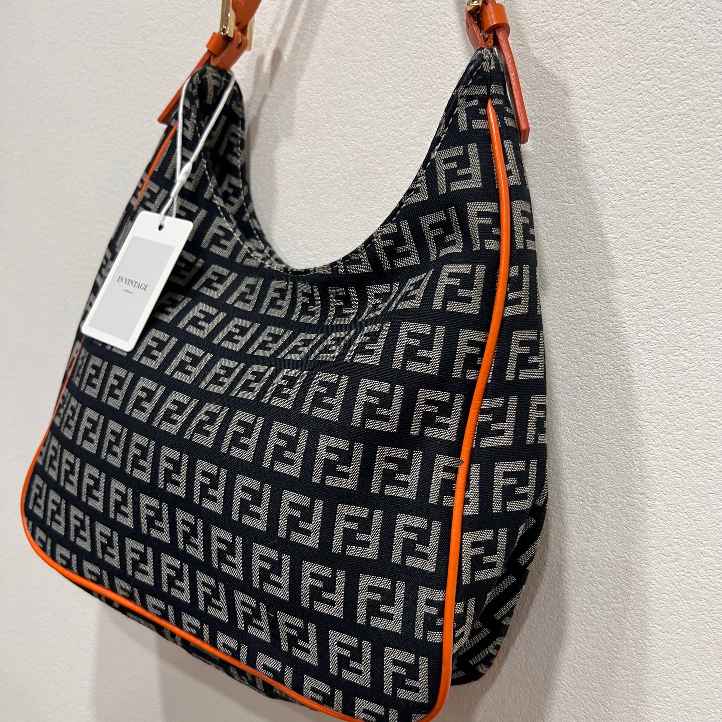 FENDI Mini Hobo Navy Orange Shoulder Bag (4021-11)