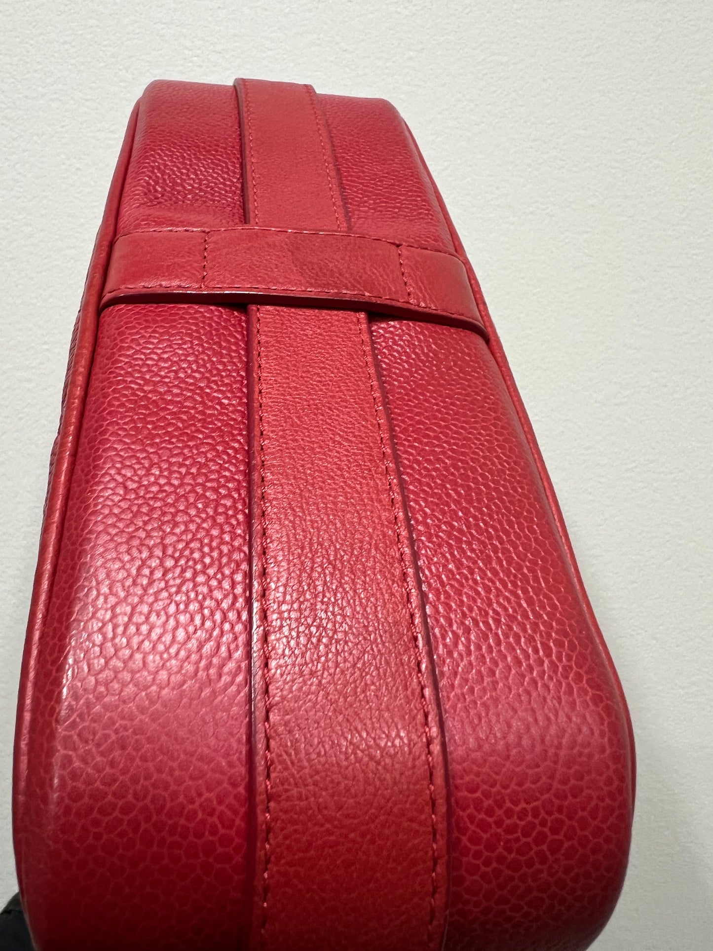CHANEL Red Caviar Leather Camera Chain Bag
