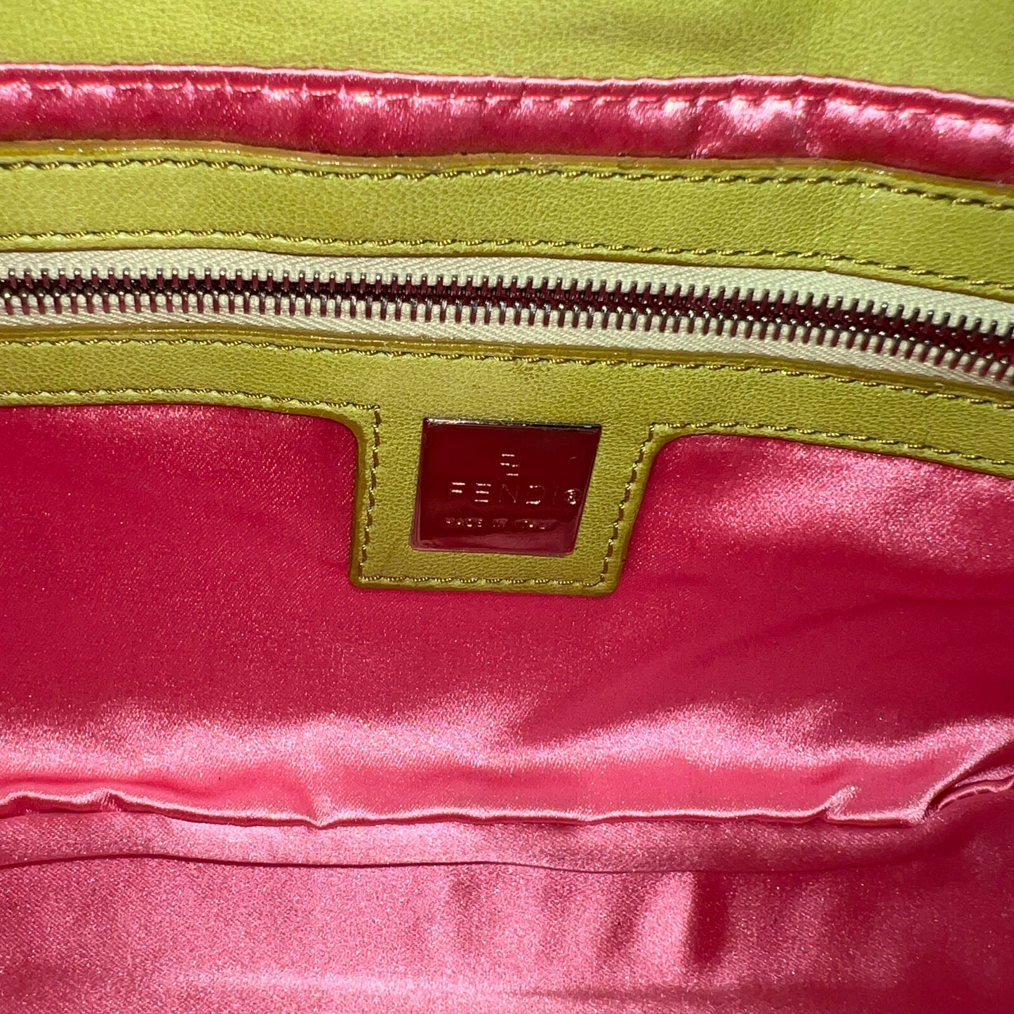 FENDI Baguette Neon Green Nappa Leather