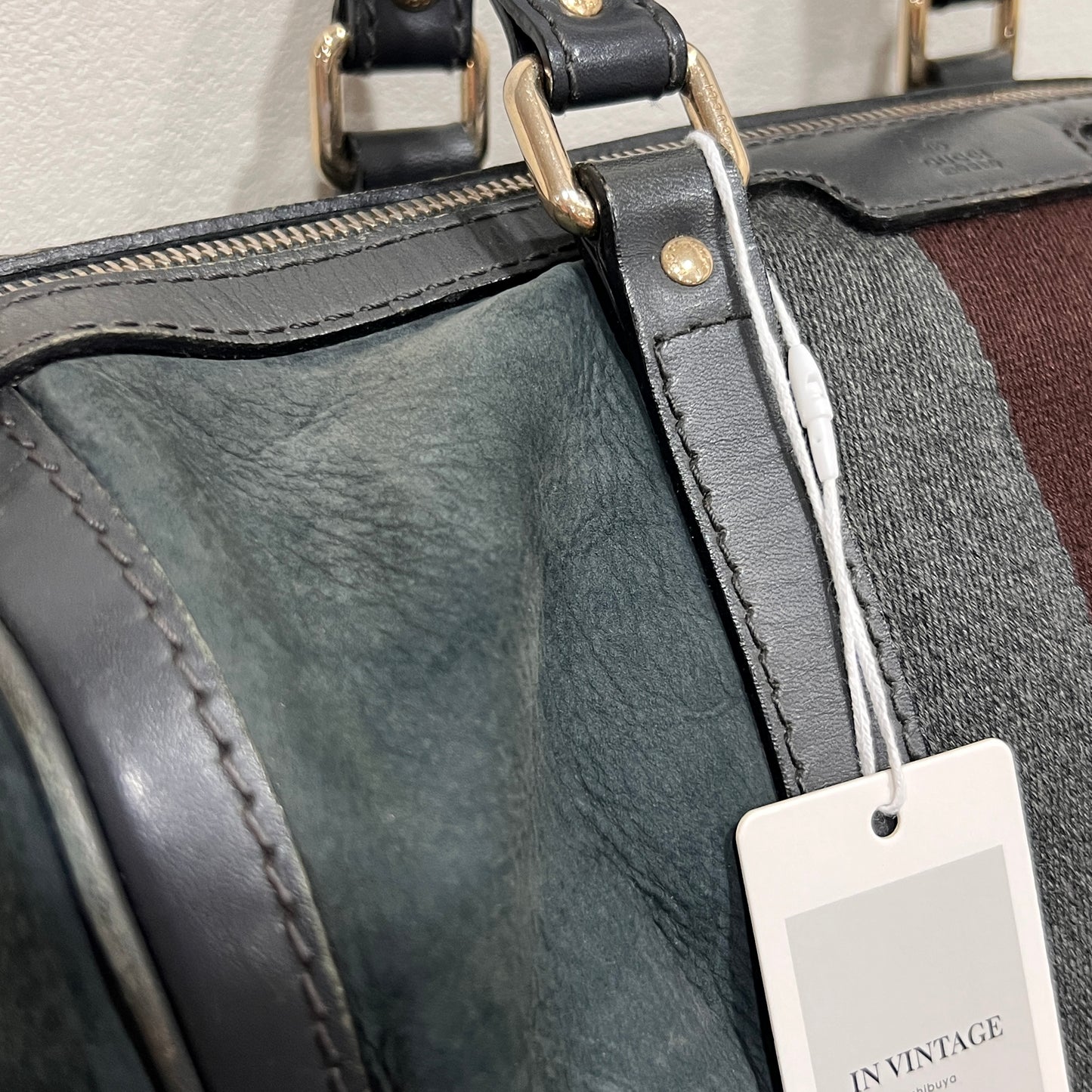 GUCCI Green Gucci Suede Web Satchel/Boston Bag