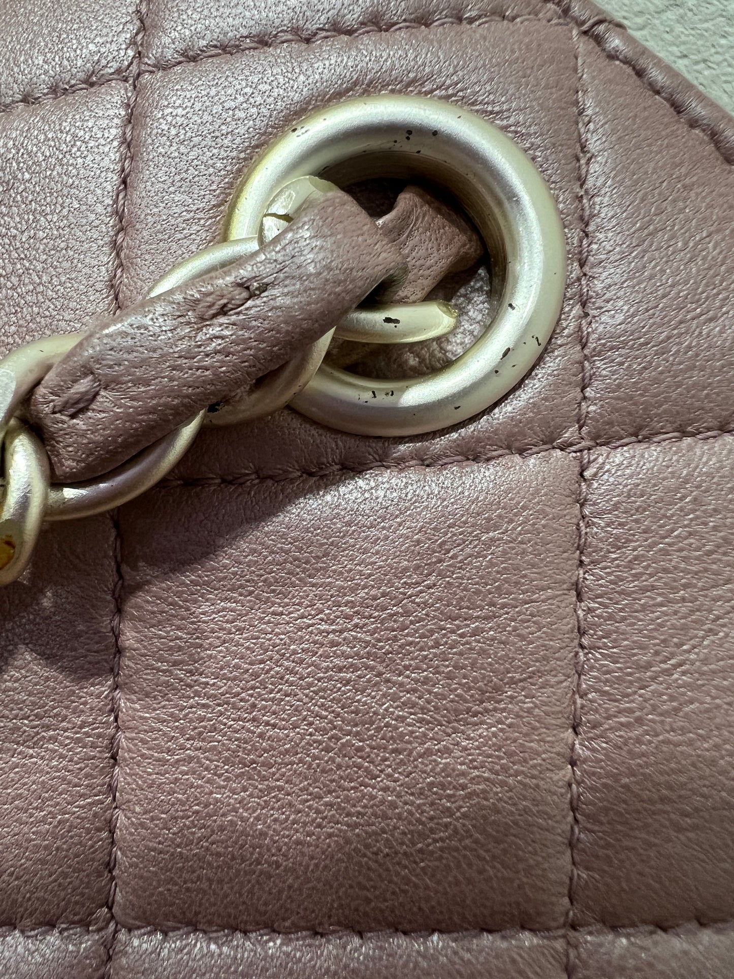 CHANEL pink lambskin shoulder bag
