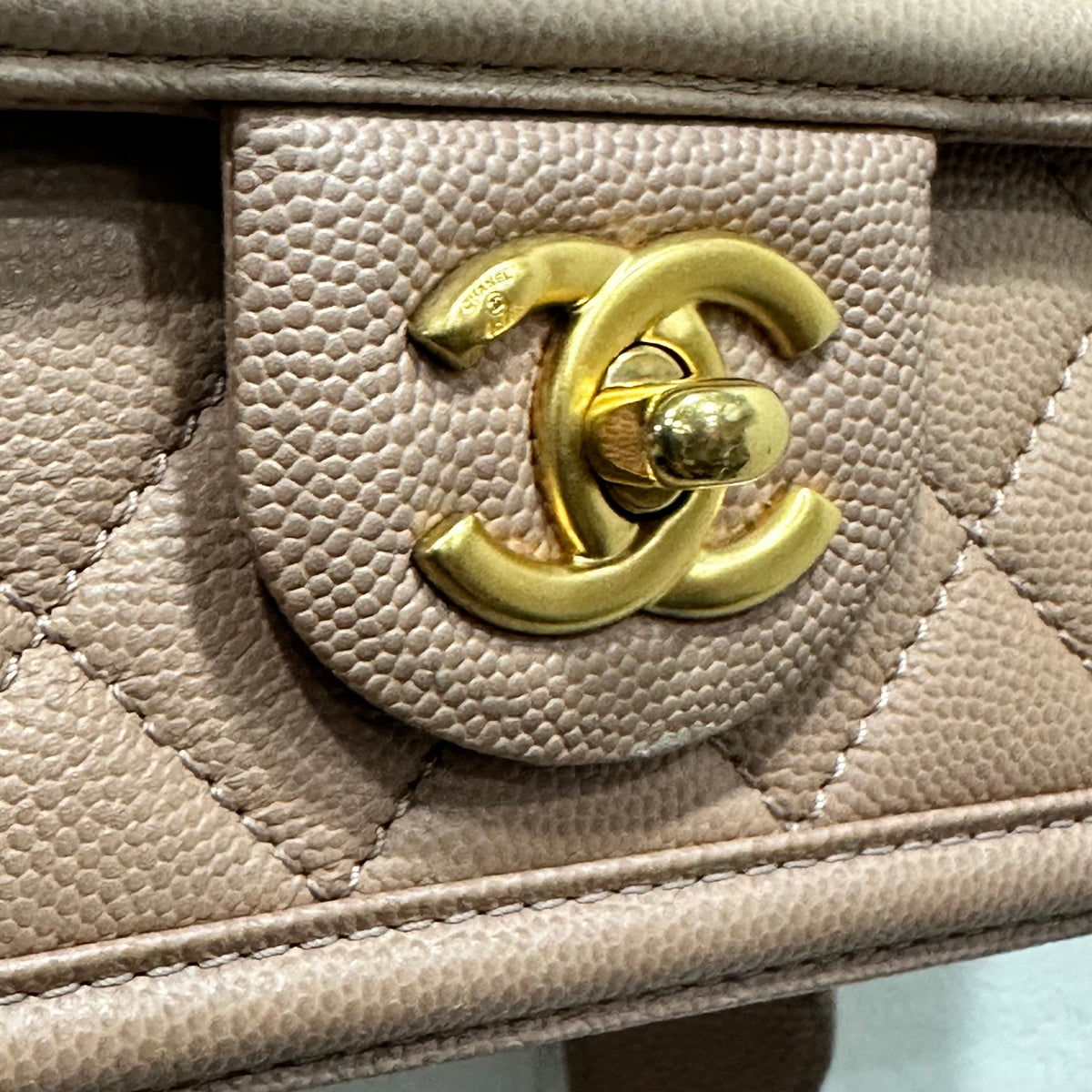 CHANEL Beige Ombre Quilted Caviar Leather Sunset On The Sea Flap / Waist Bag