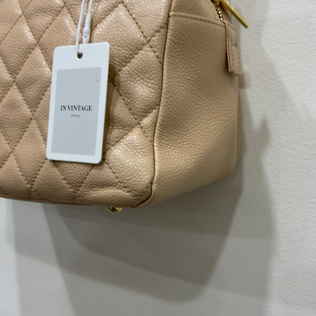 CHANEL Beige Petite Timeless Tote Quilted Caviar Leather