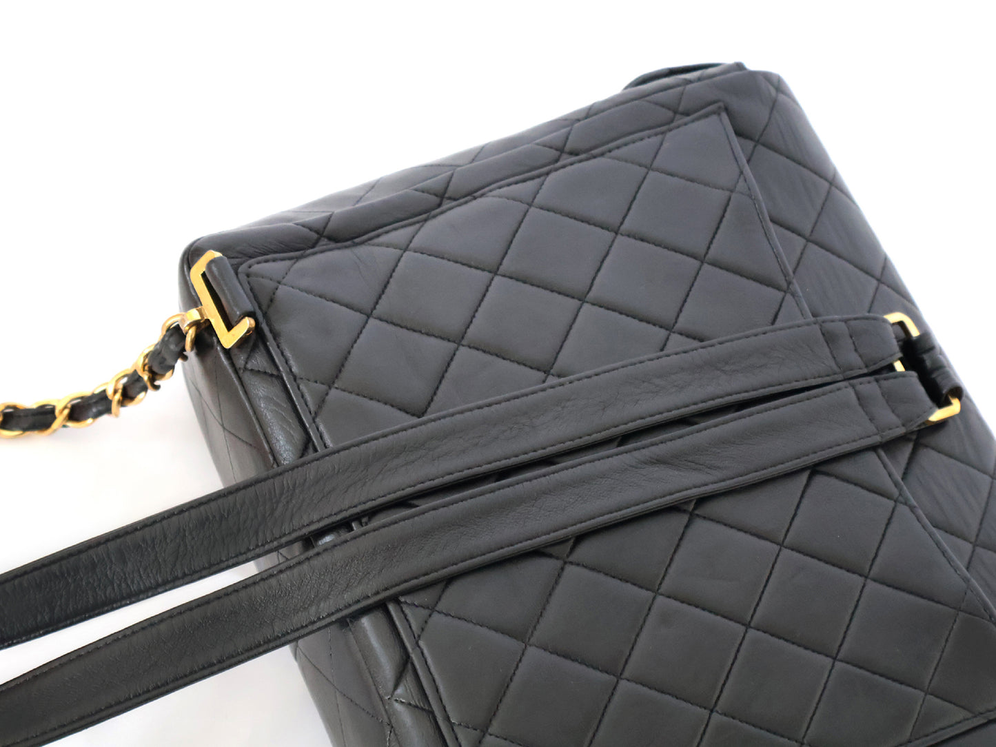 CHANEL Lambskin Chain Backpack 24K gold