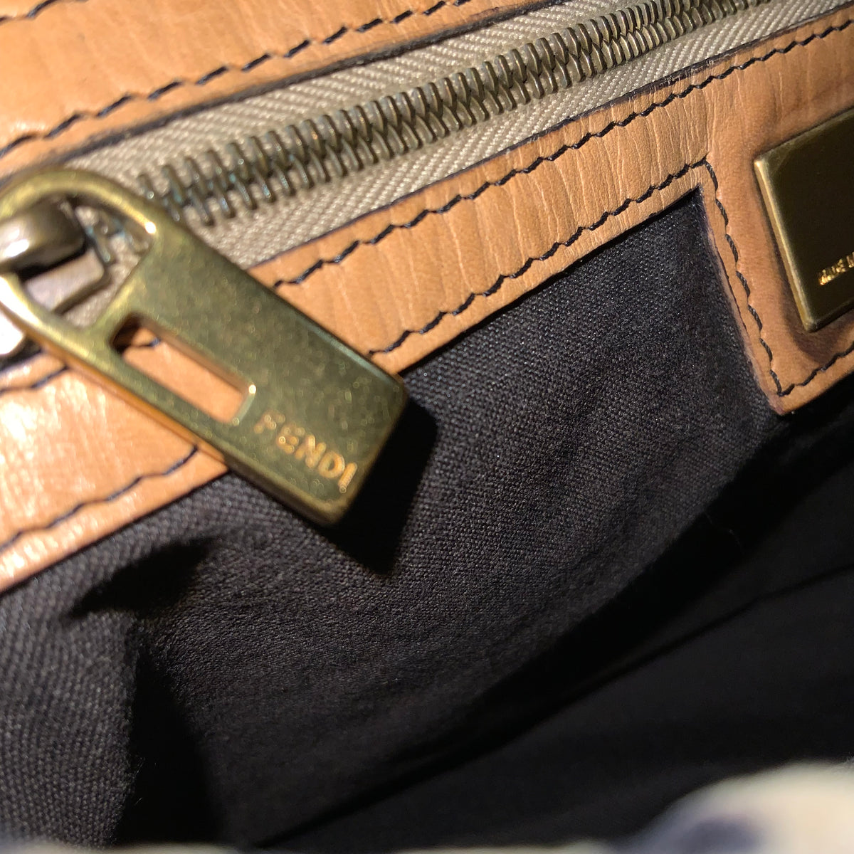 FENDI Velvet Pequin Striped Mamma Baguette Flap