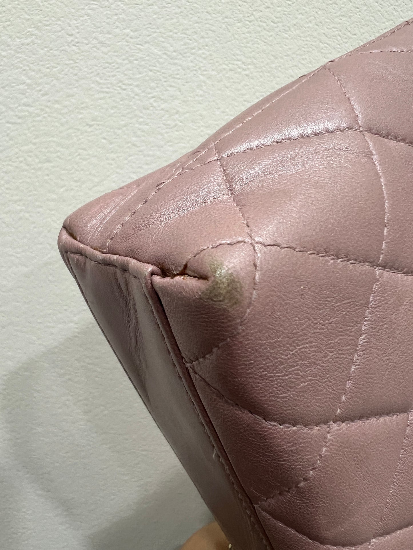 CHANEL pink lambskin shoulder bag