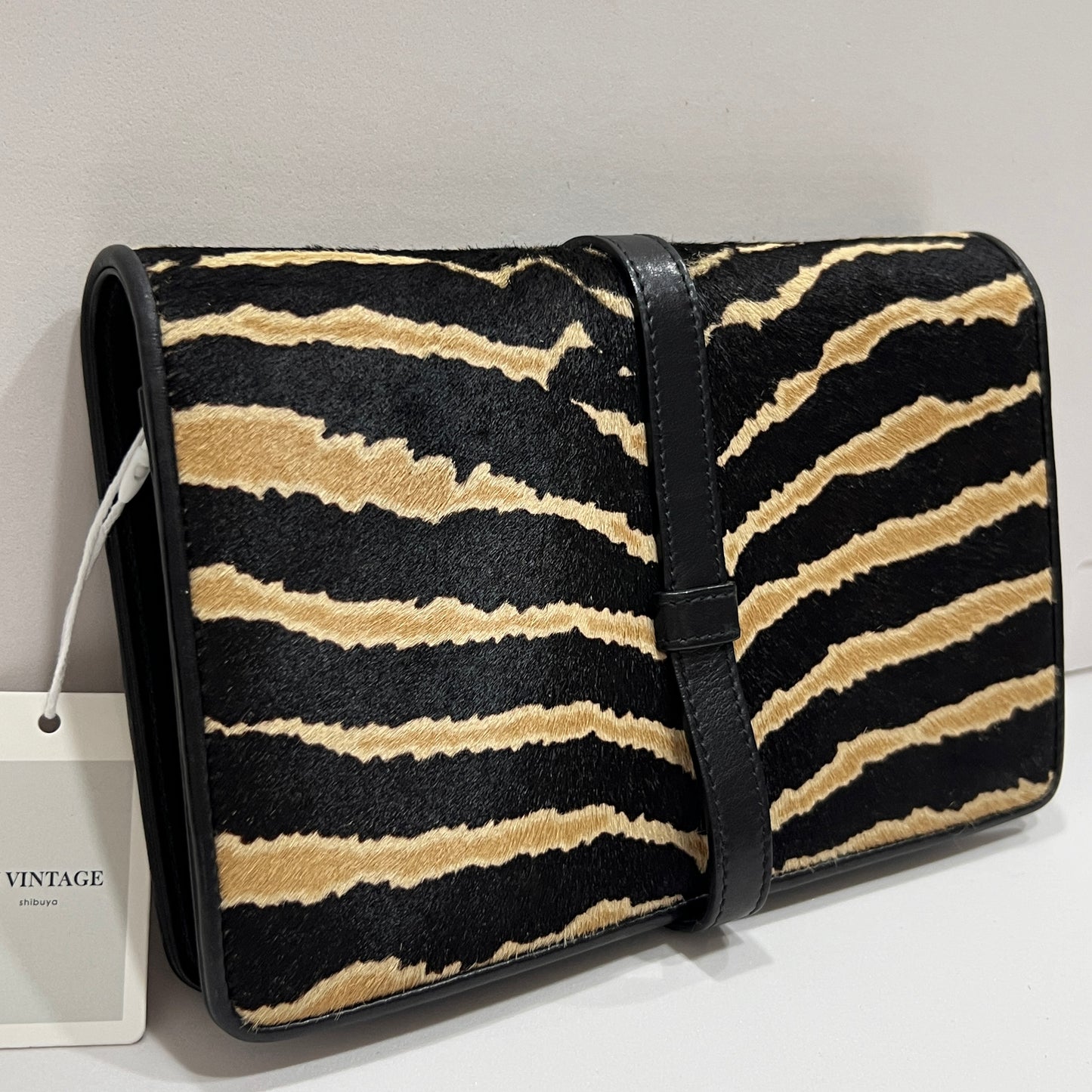 GUCCI Zebra Print Calf Hair Broadway Evening Bag