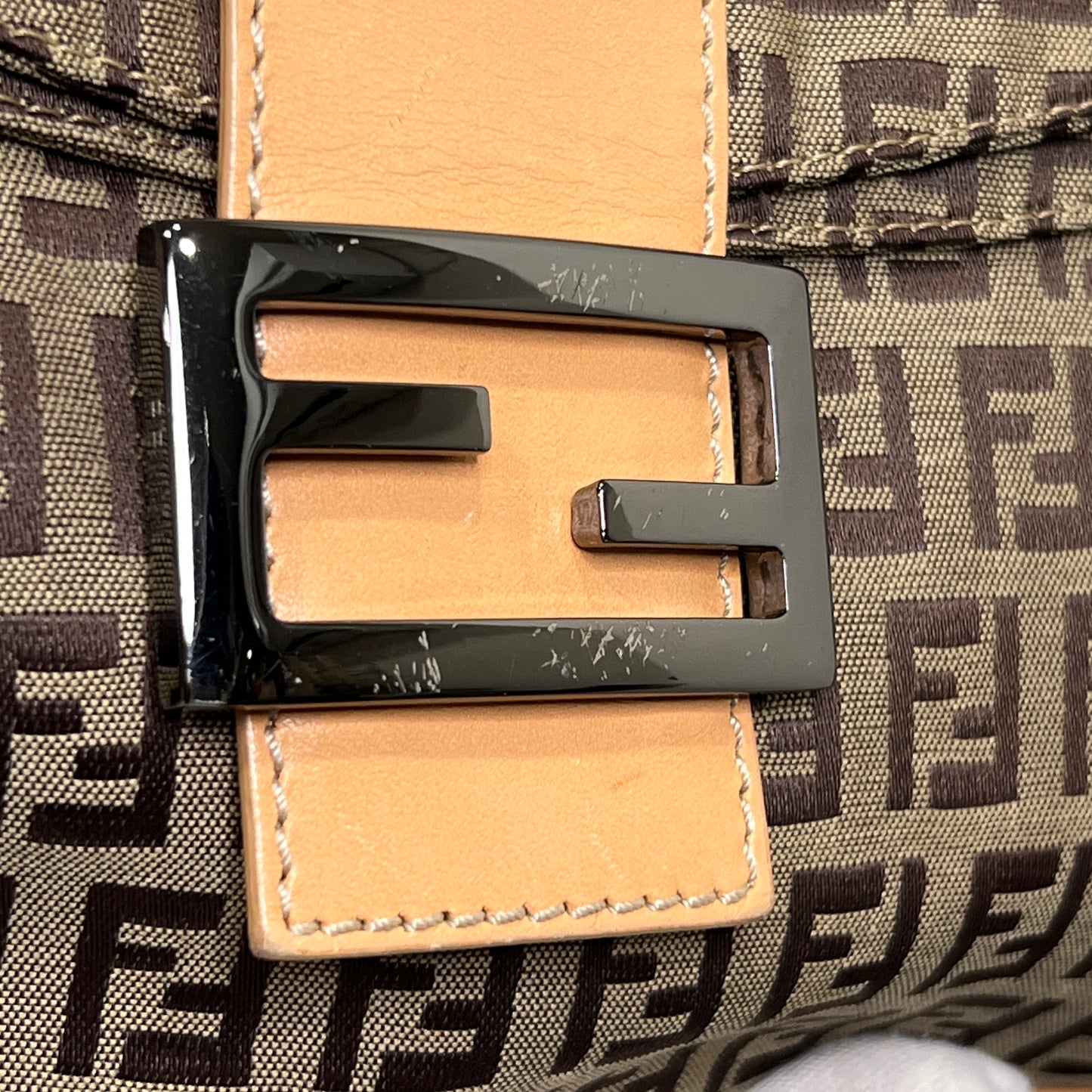 FENDI Brown Zuccino Canvas Double Flap