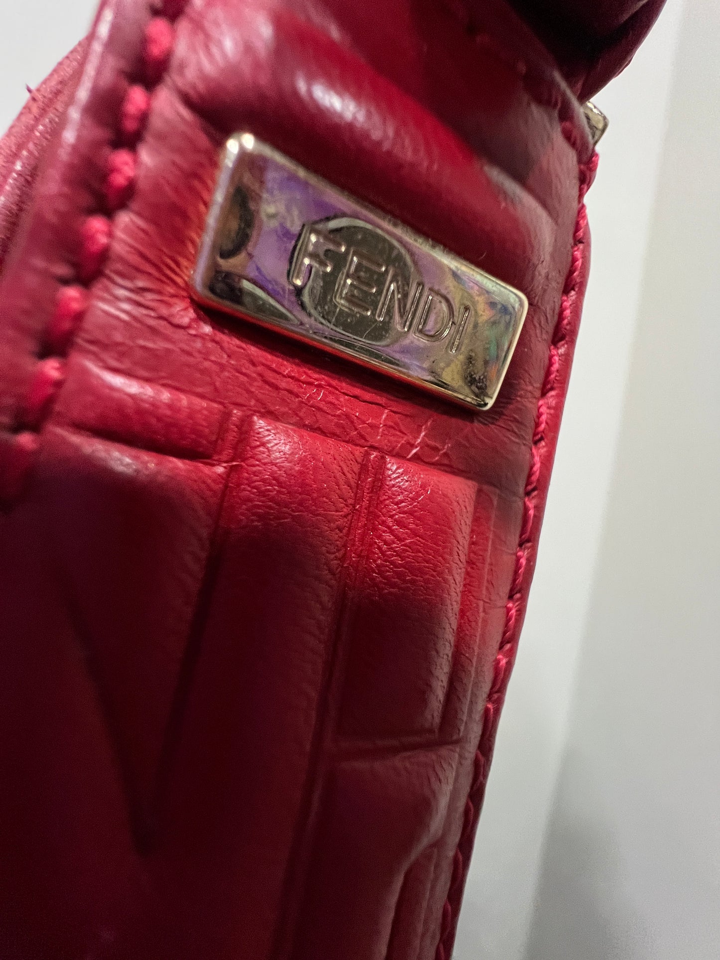 FENDI Baguette 1997 Red embossed Nappa Leather