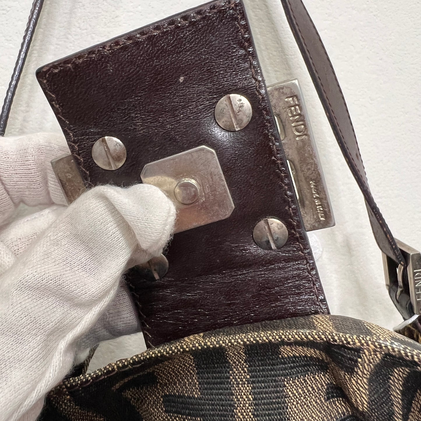 Fendi Zucca Canvas Shoulder Bag