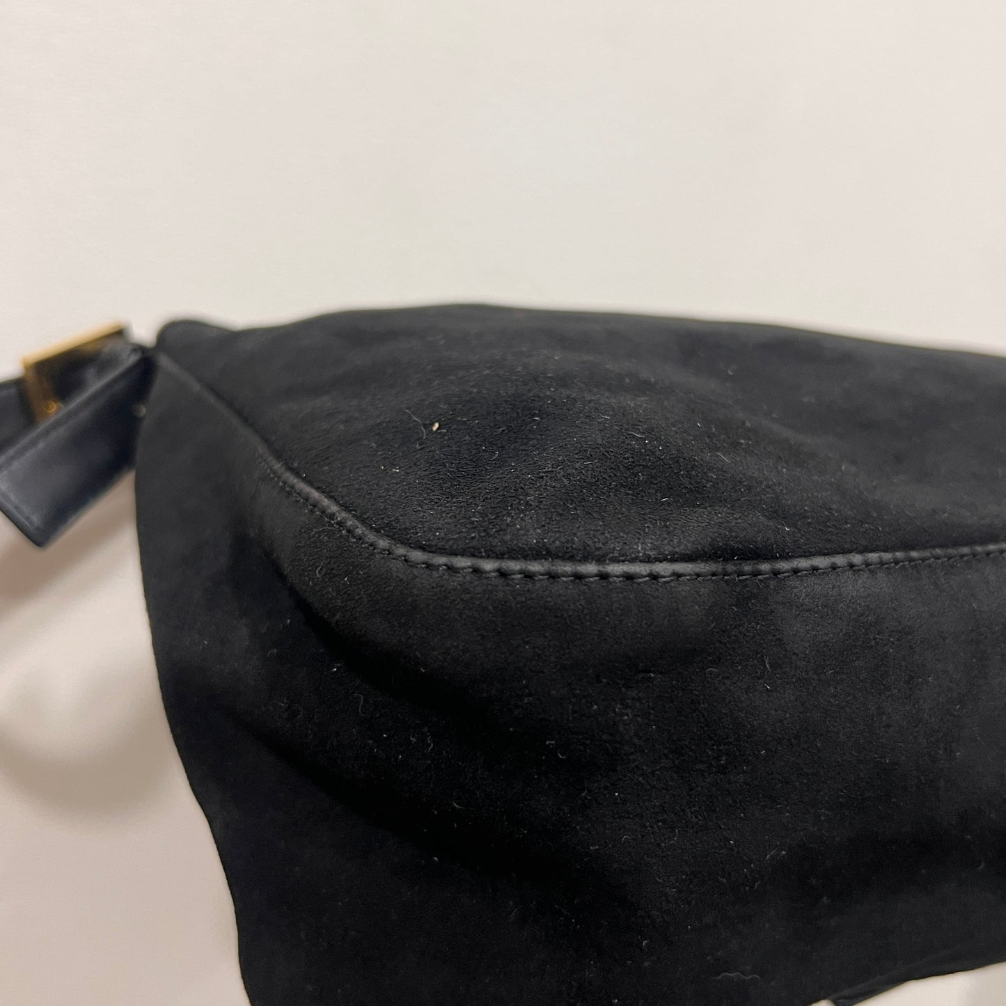 FENDI Black Suede Mamma Baguette