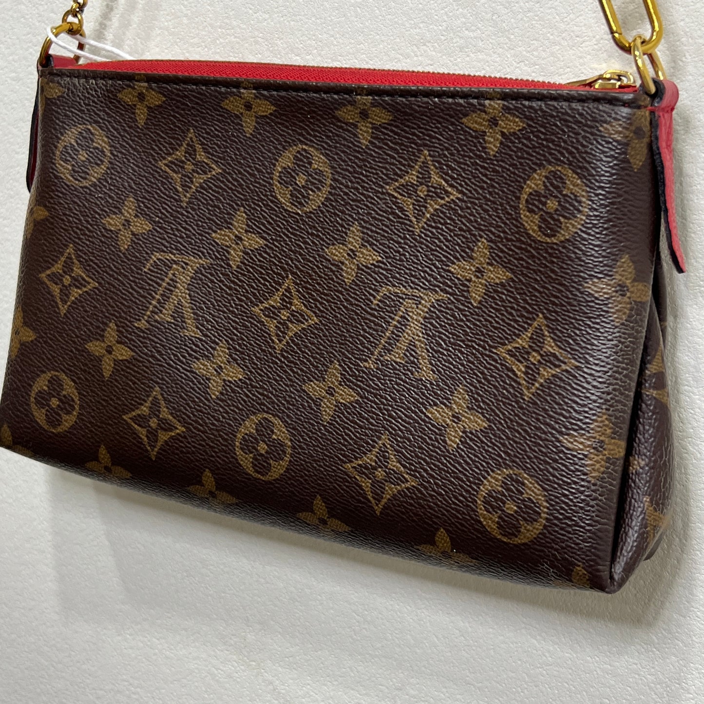LOUIS VUITTON Pallas Clutch Red with Long Strap