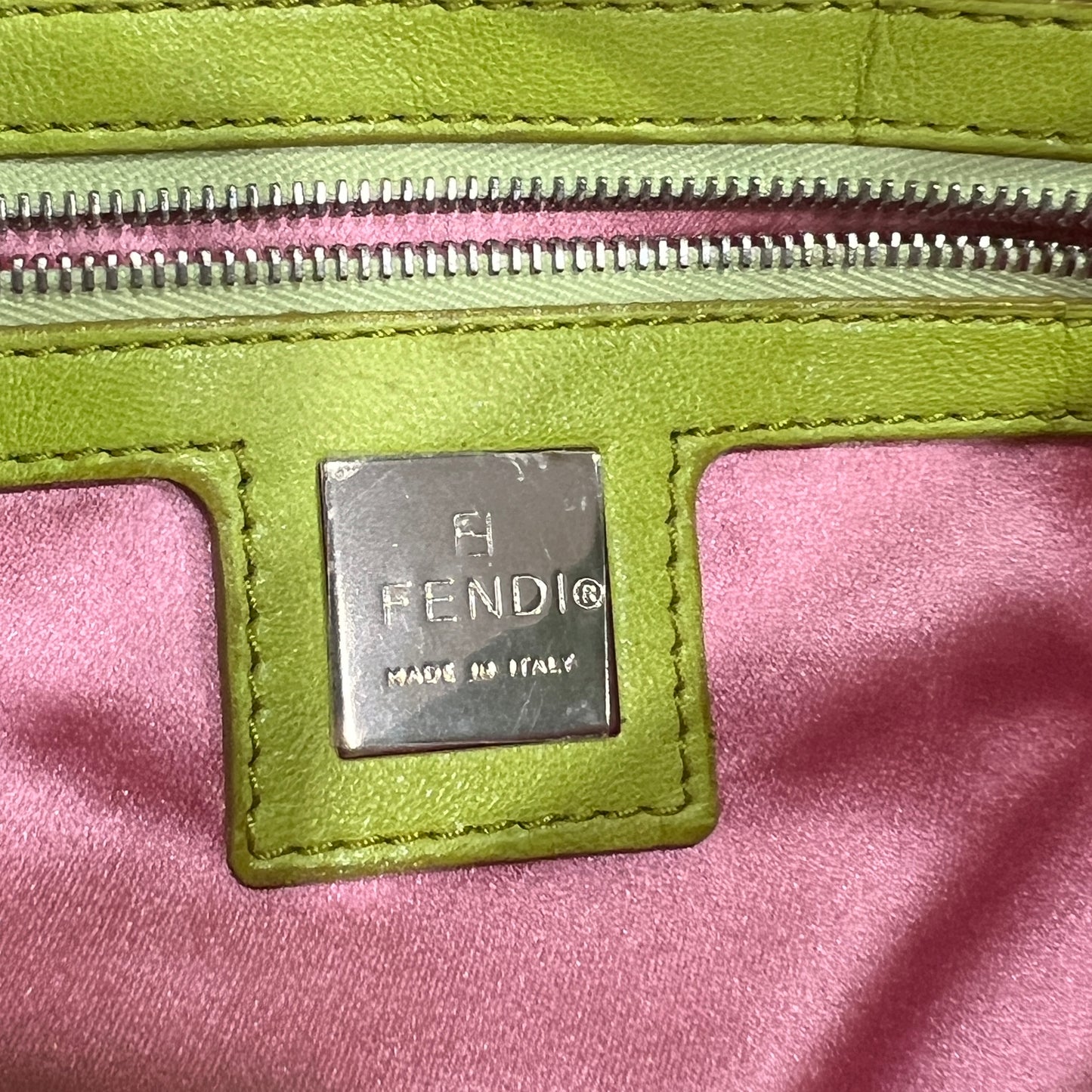 FENDI Baguette Neon Green Nappa Leather