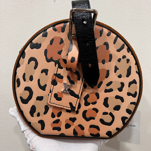LOUIS VUITTON Brown Reverse, Corduroy,Leopard Petit Boite Chapeau Souple Bag unused