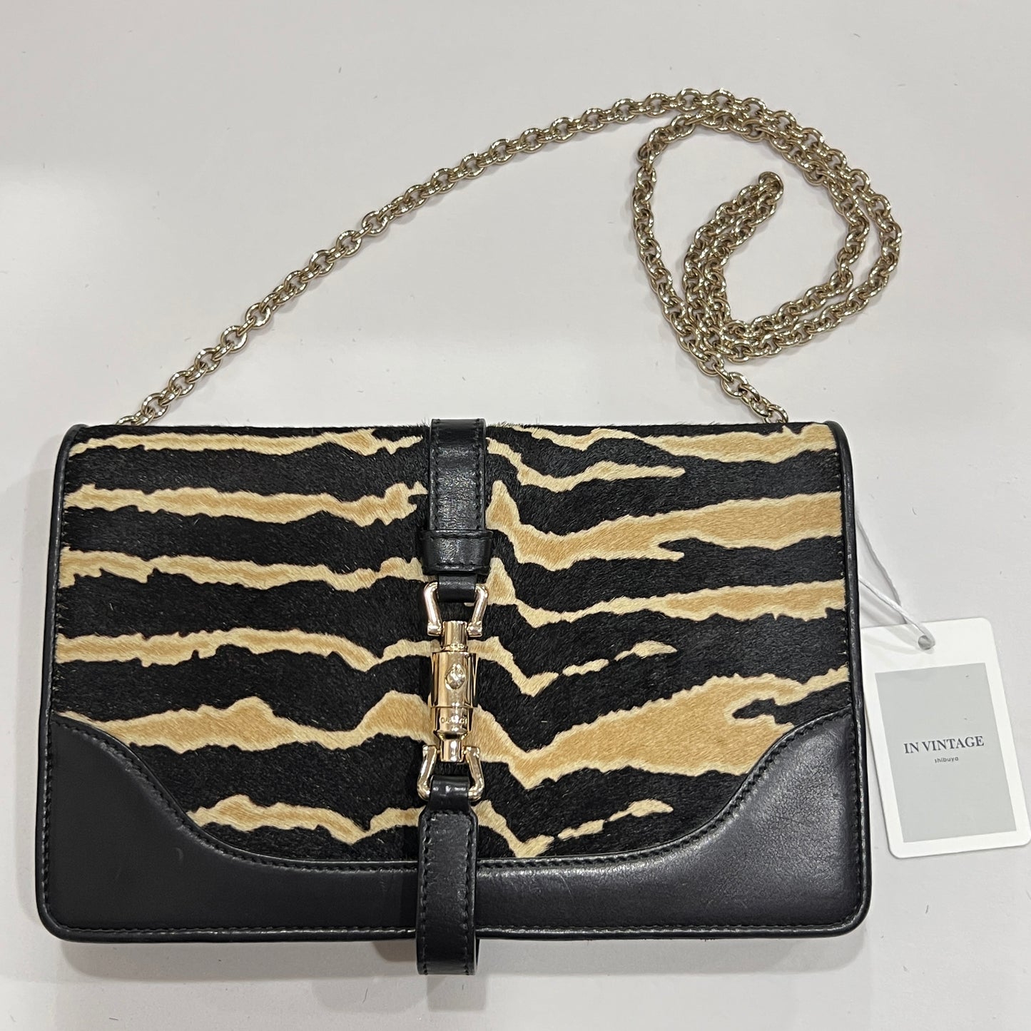 GUCCI Zebra Print Calf Hair Broadway Evening Bag