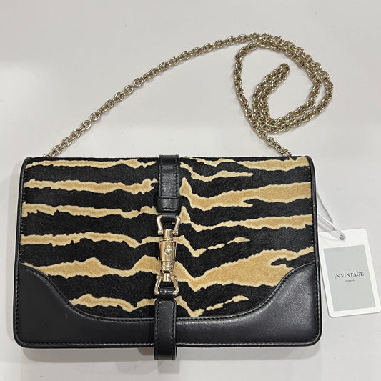 GUCCI Zebra Print Calf Hair Broadway Evening Bag