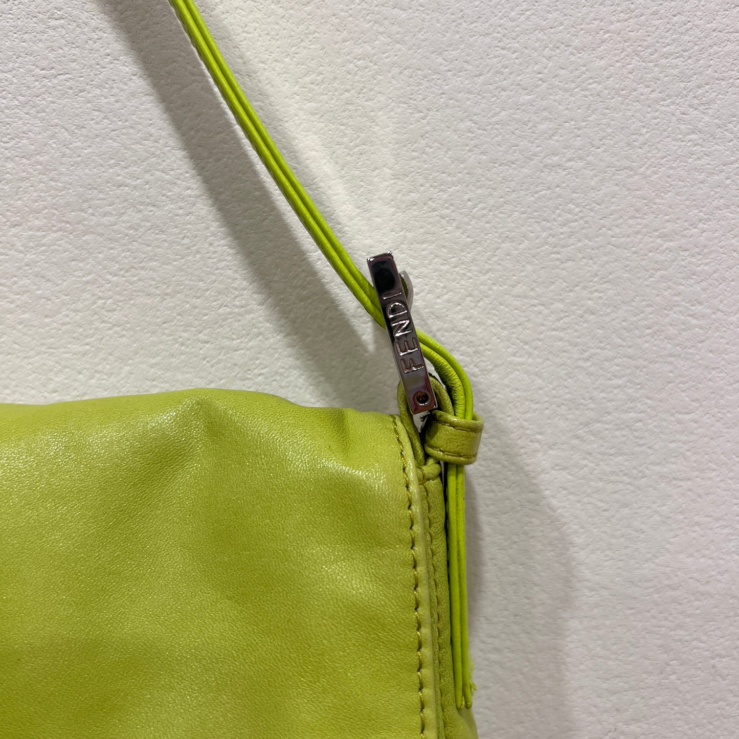 FENDI Baguette Neon Green Nappa Leather