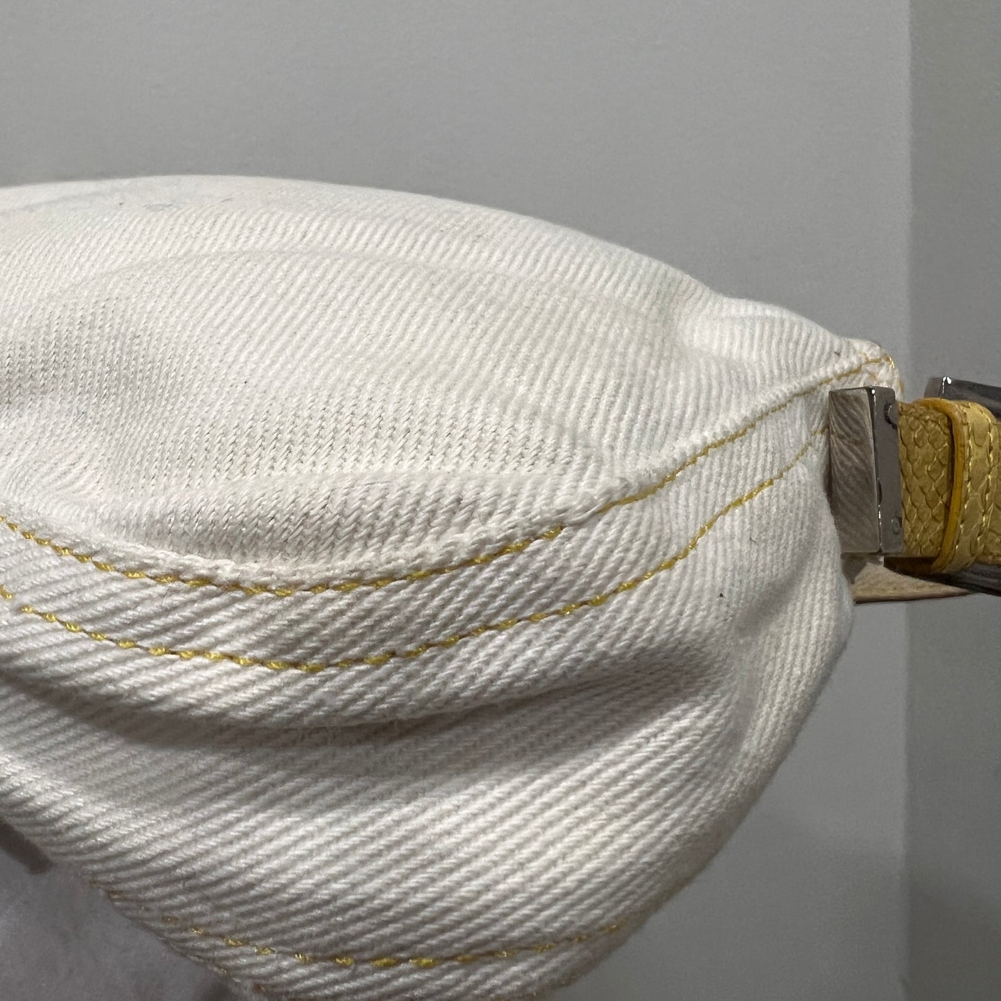 FENDI White Denim & Snakeskin Baguette