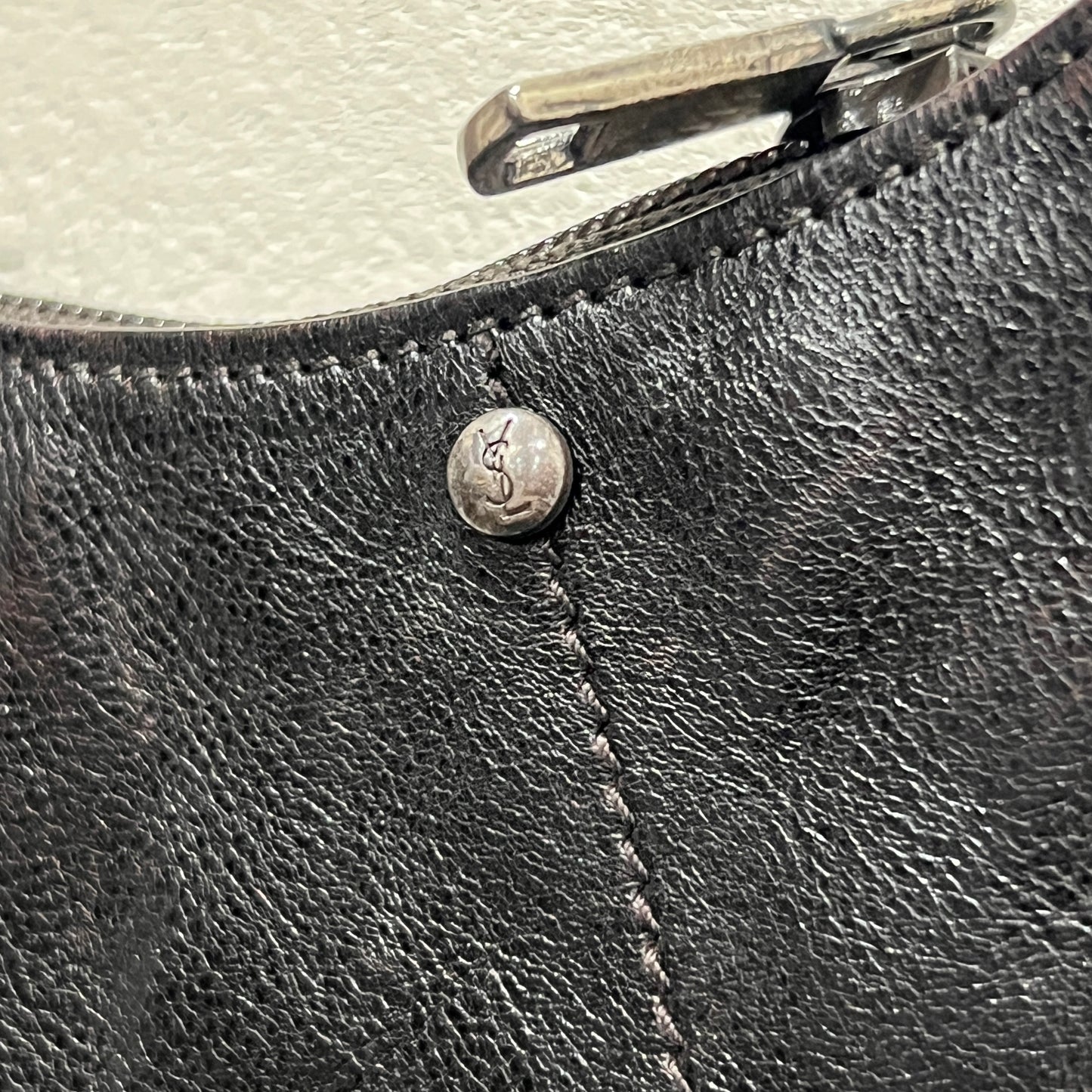 YSL Mombasa Black Leather Shoulder Bag