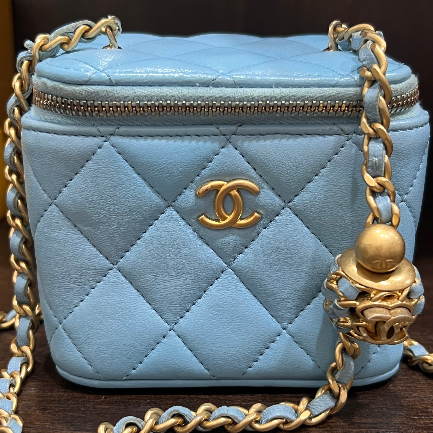 CHANEL Mini Vanity Bag Light Blue