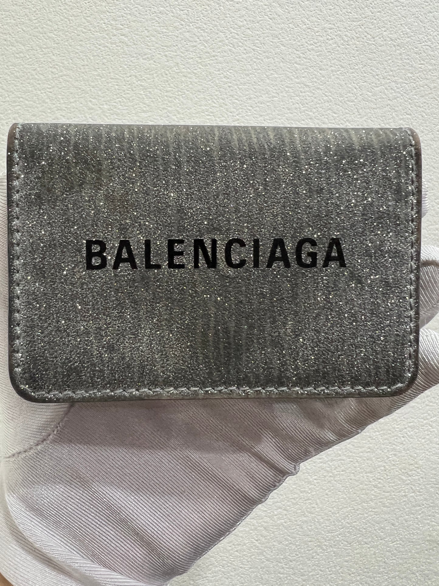 BALENCIAGA Tri-fold Wallet Glitter Finish