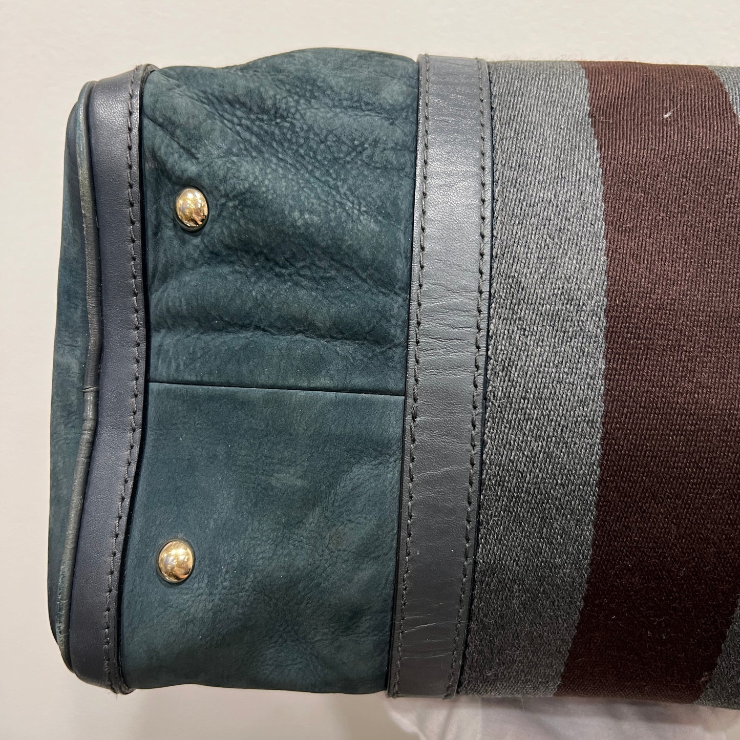 GUCCI Green Gucci Suede Web Satchel/Boston Bag