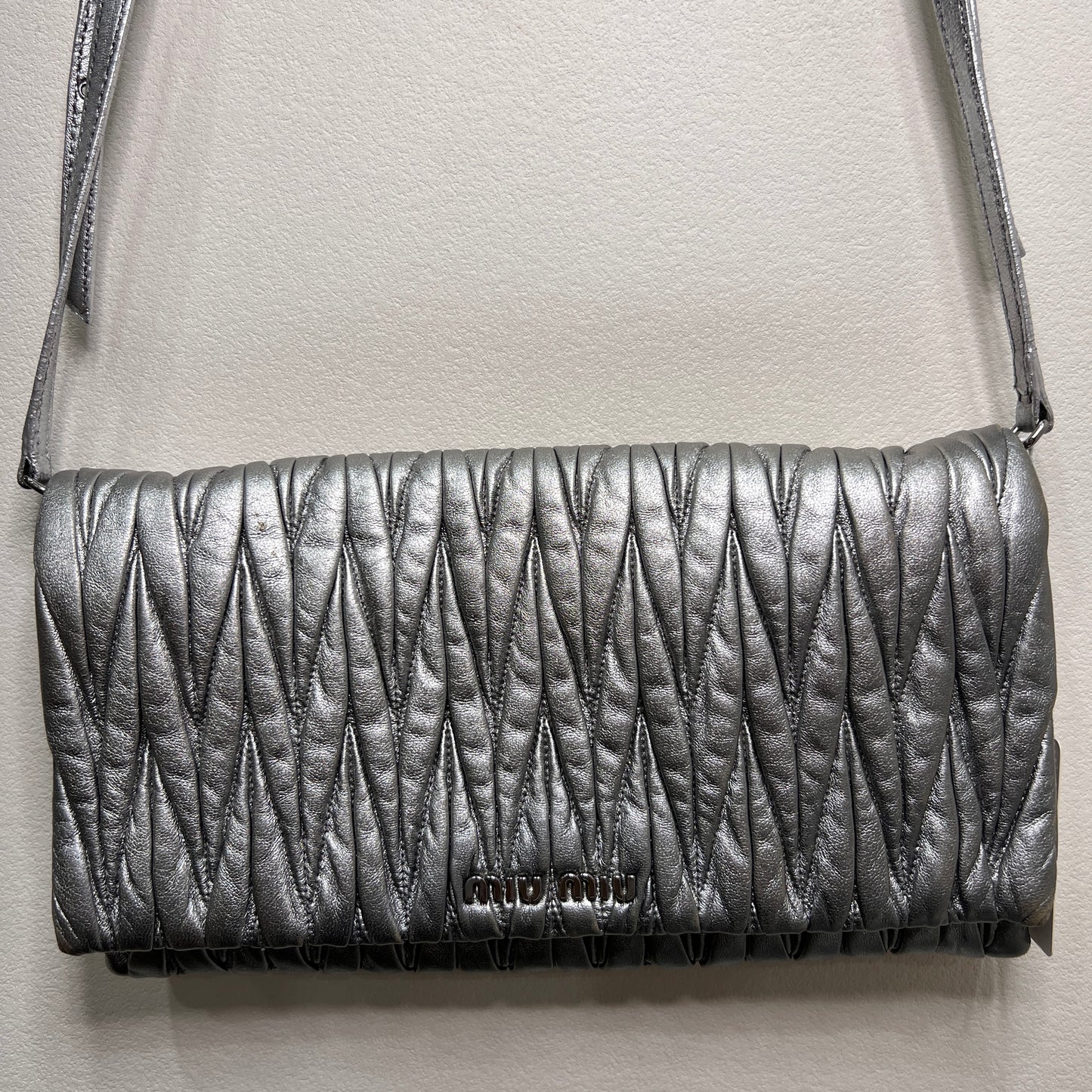 MIU MIU Metallic Leather Crossbody 30cm