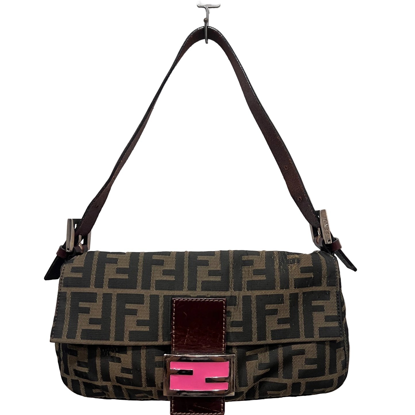 FENDI Baguette with Pink Logo Hardware